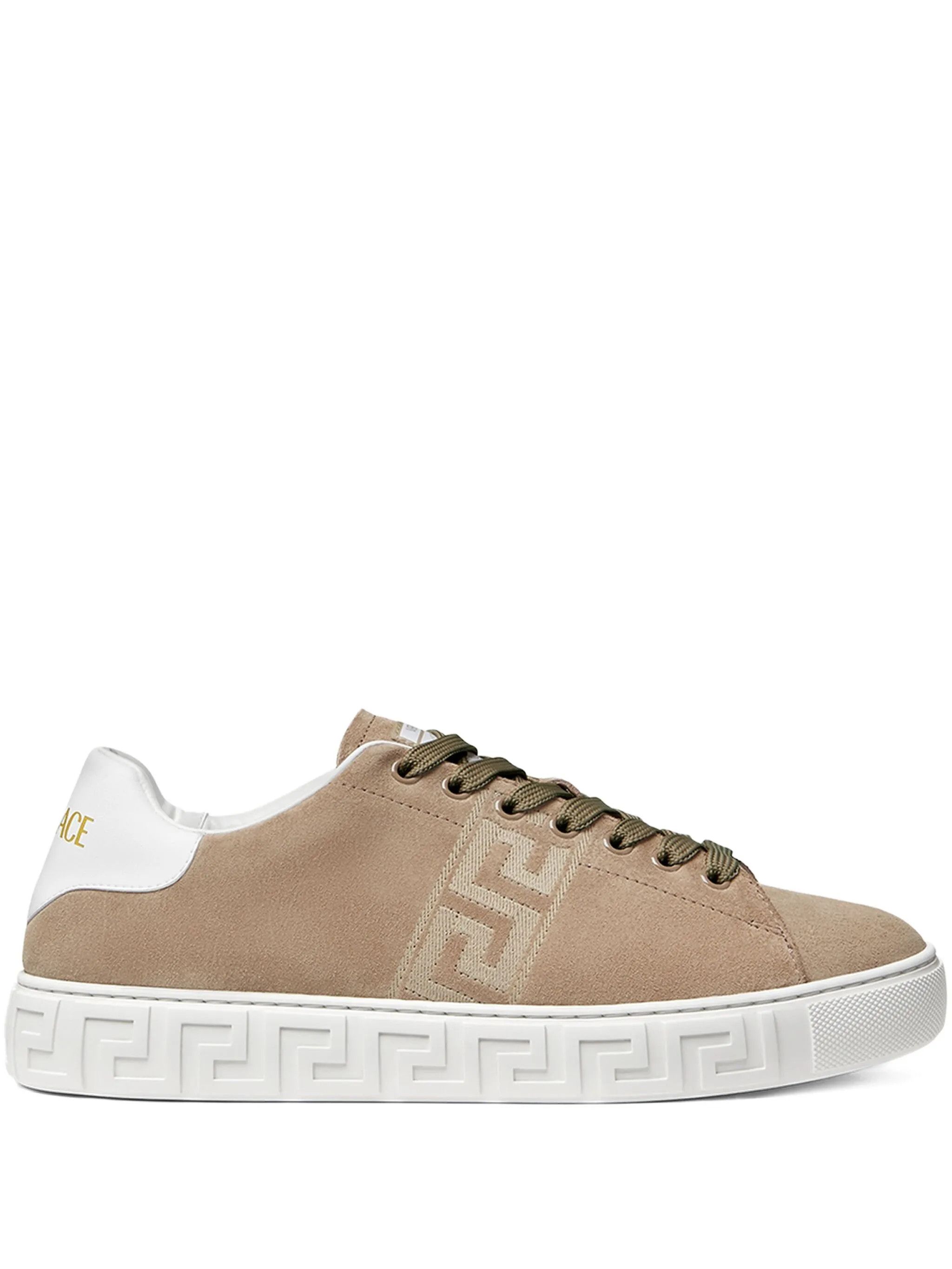 Versace os11x0126 Greca Suede Sneakers in Beige/White Size US 7 / IT 37 - 1 Thumbnail