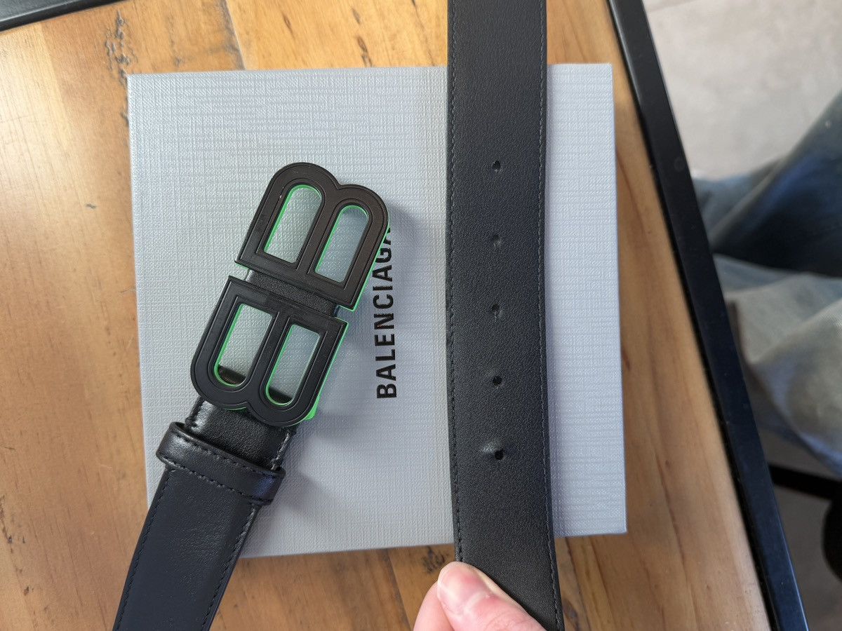 Balenciaga Balenciaga BB Leather Belt 95cm Green & Black Size 38 - 6 Thumbnail