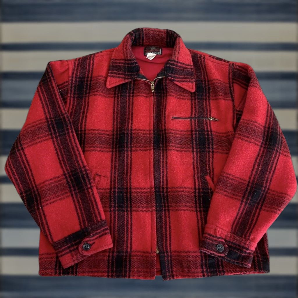 VINTAGE Johnson Woolen Mills Jacket Wool 100% Wool Red 44 Unisex