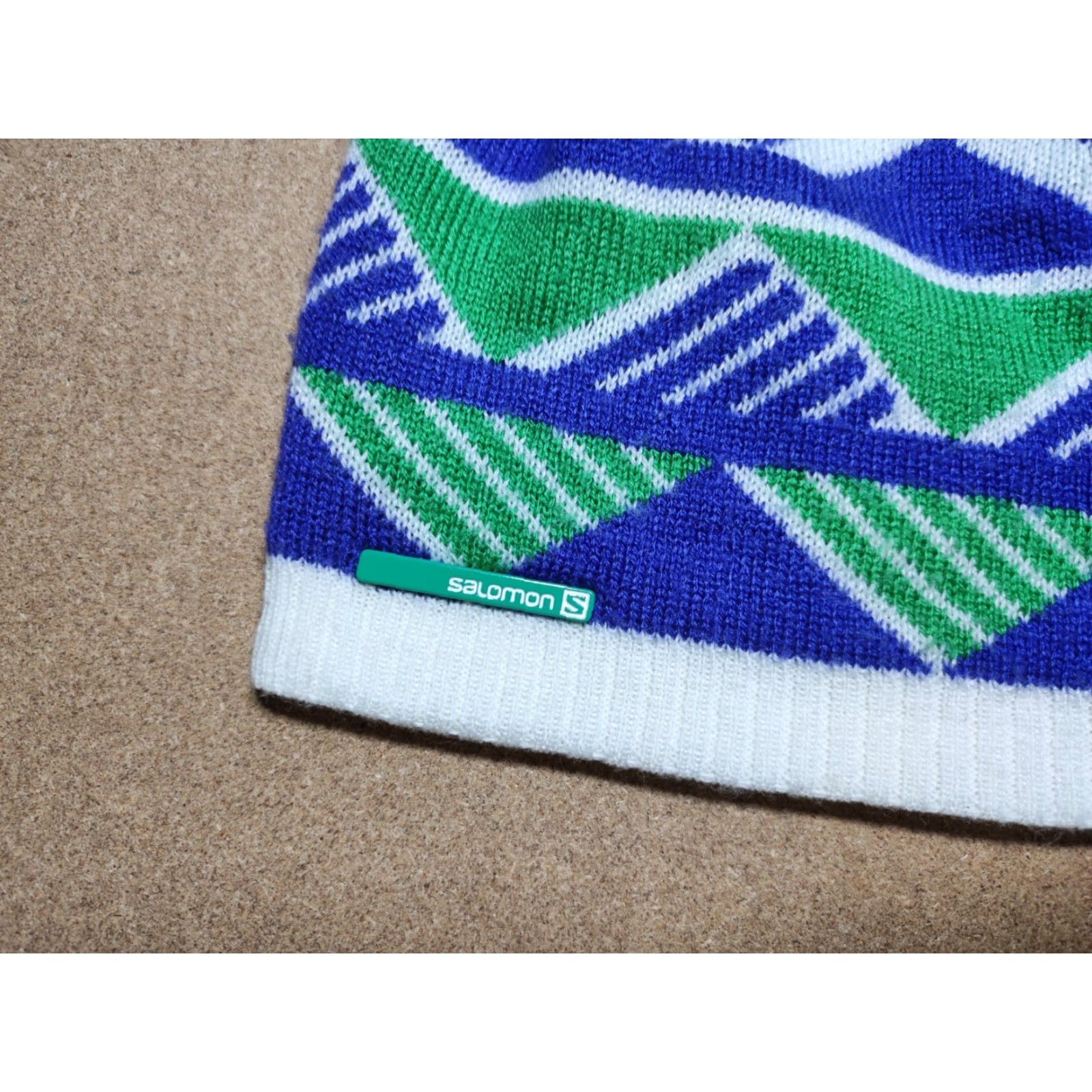 Salomon VINTAGE Salomon Beanie Hat One Size Pom Pom Striped Knit Size ONE SIZE - 5 Thumbnail