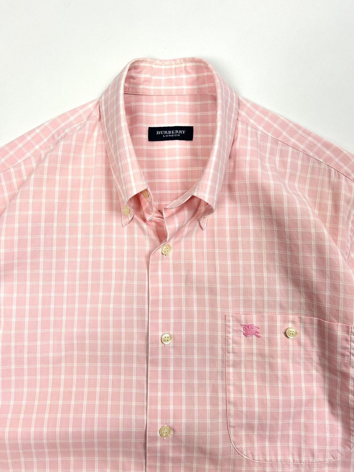 Burberry Vintage Burberry Pink Check Short Sleeve Button-Up Shirt M Size US M / EU 48-50 / 2 - 12 Thumbnail