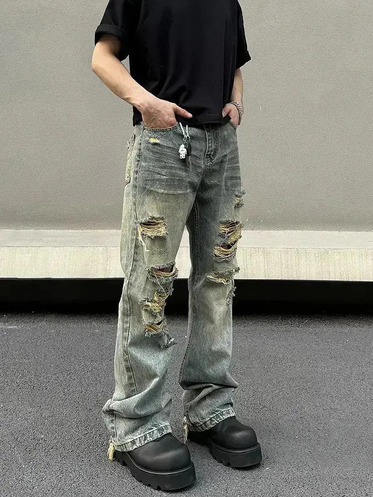 Japanese Brand Straight leg slimming distressed jeans Size US 32 / EU 48 - 1 Thumbnail