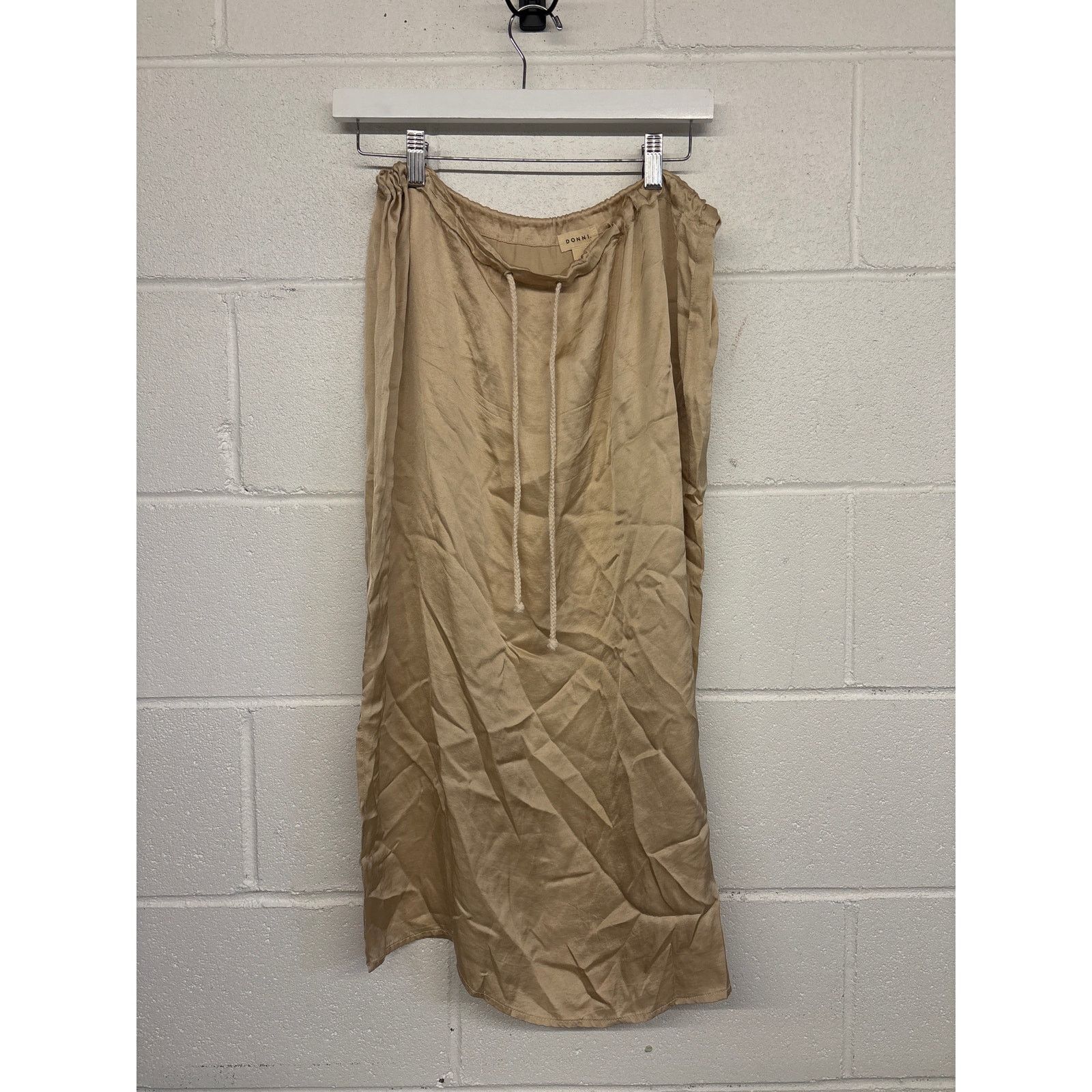 DONNI. RTR Donni Sz S/M Beige Satin Silky Cinch Slip Midi Skirt Size 27" / US 4 / IT 40 - 4 Thumbnail