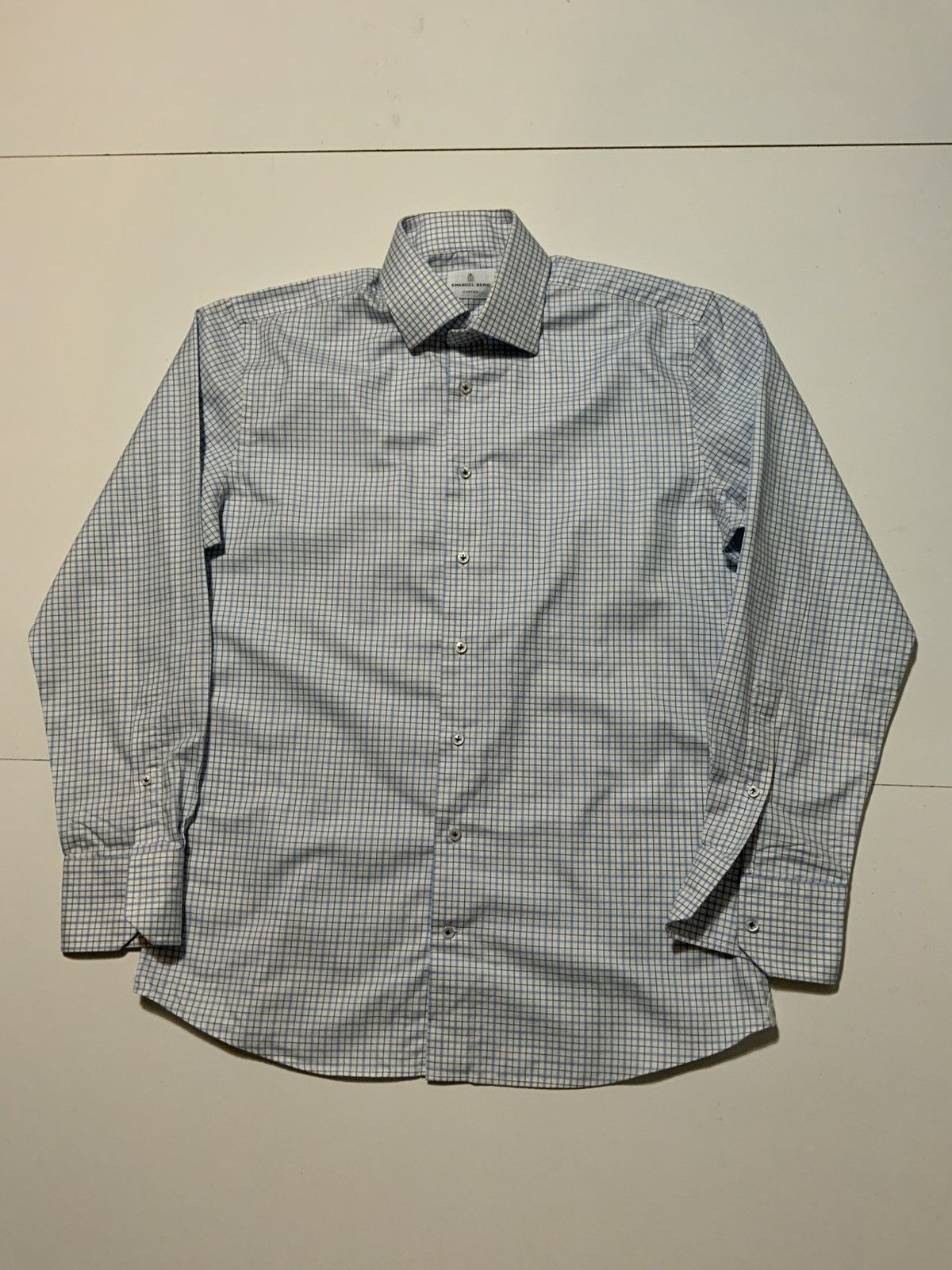 Designer Emanuel Berg Custom Check Plaid Textile Cotton Button Shirt Size US S / EU 44-46 / 1 - 1 Thumbnail