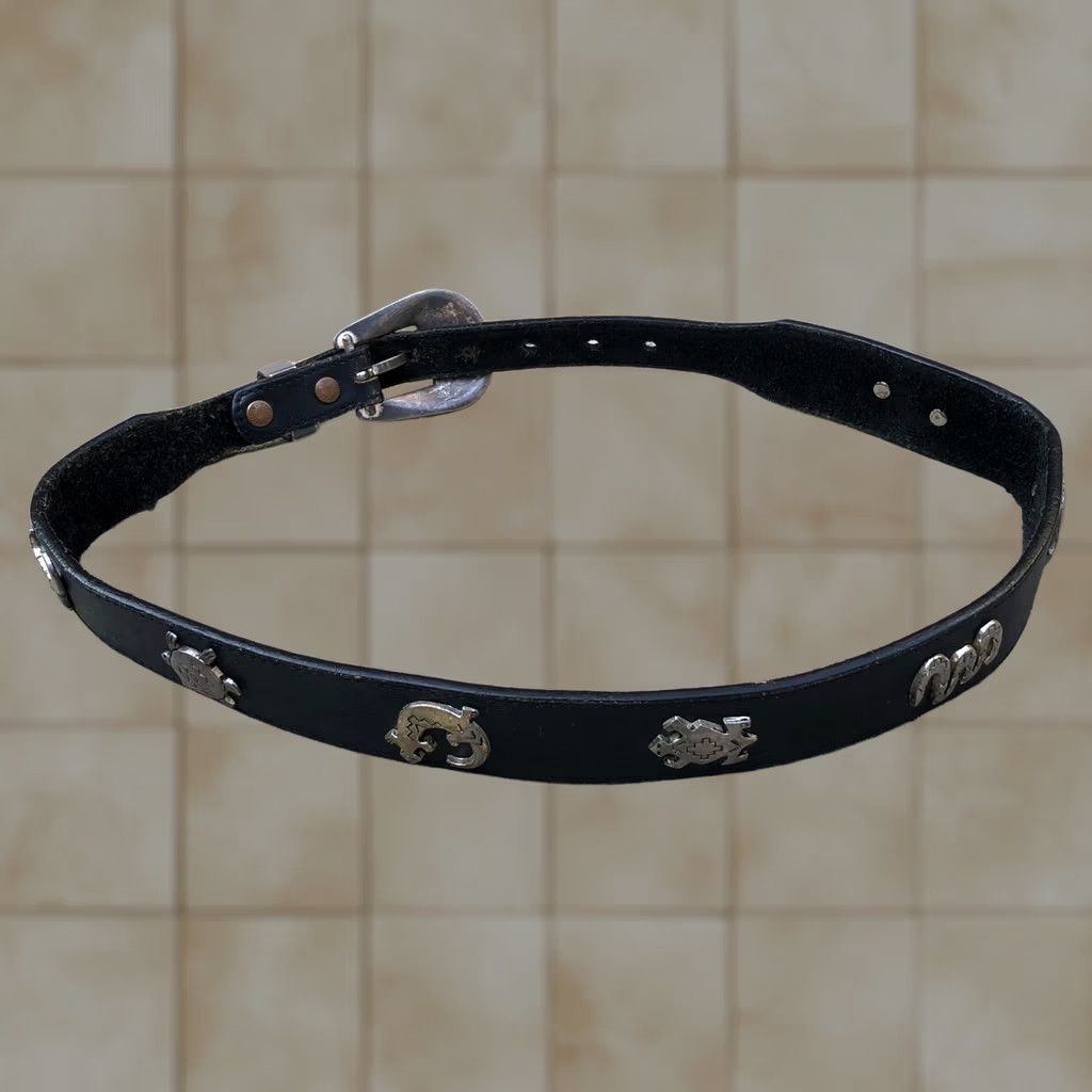 Vintage VINTAGE Silver Creek Belt Women's Black Leather Animals Southwestern 33" Size ONE SIZE - 1 Thumbnail