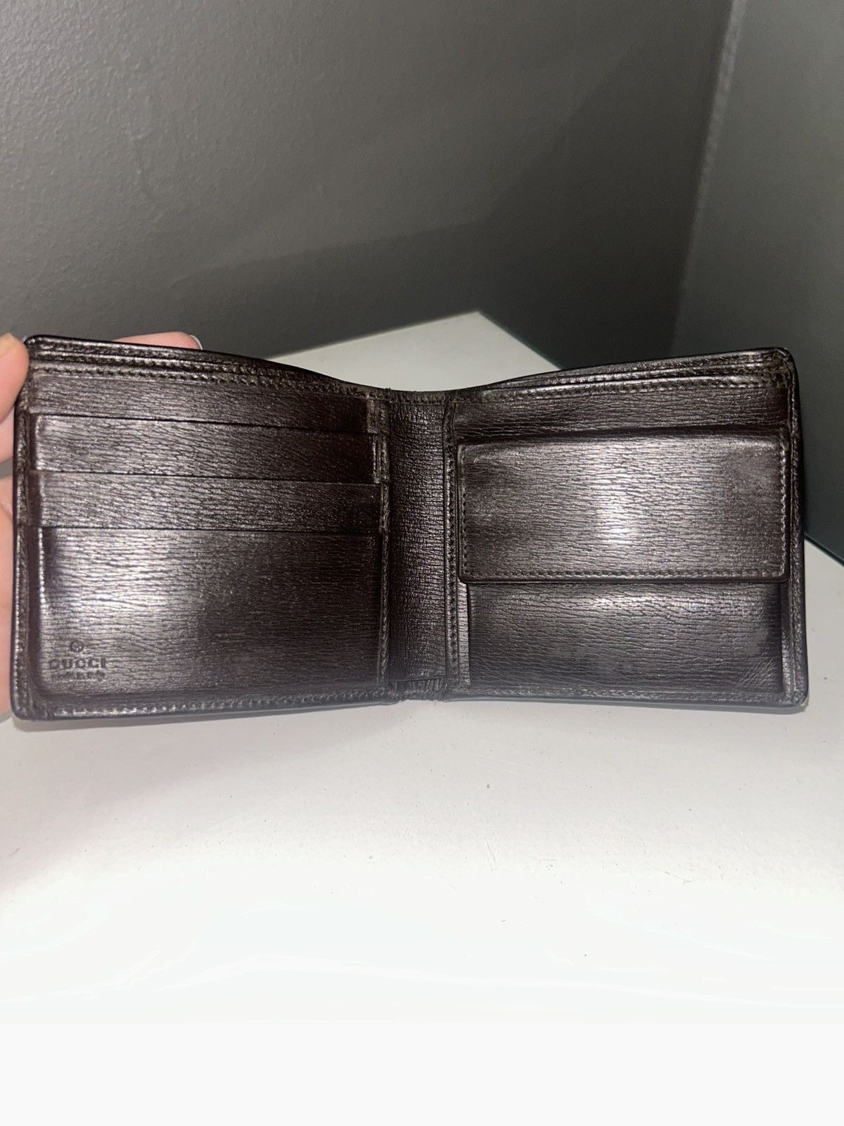 Gucci Vintage Gucci Dark Brown Leather G logo Bifold Size ONE SIZE - 3 Thumbnail