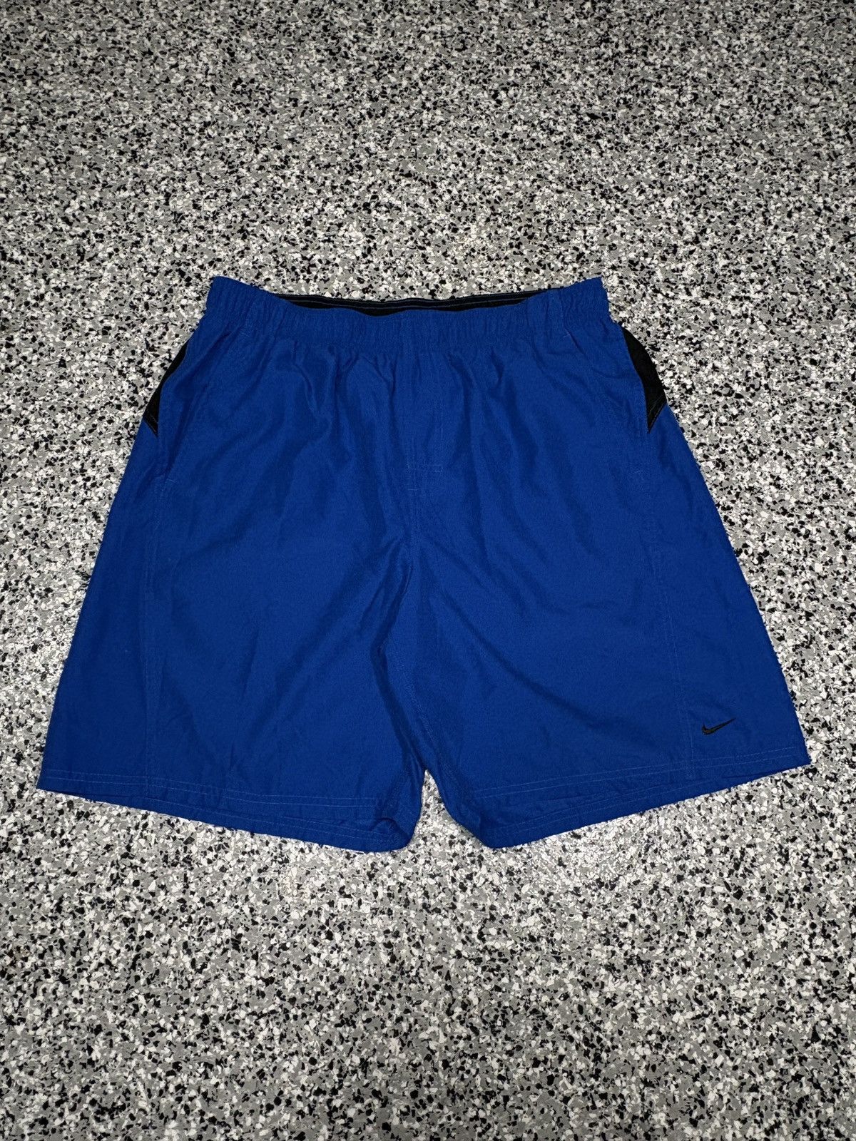 Nike Vintage 2000s Nike Blue/Black Nylon Swim Shorts Size XL Size US 36 / EU 52 - 1 Thumbnail