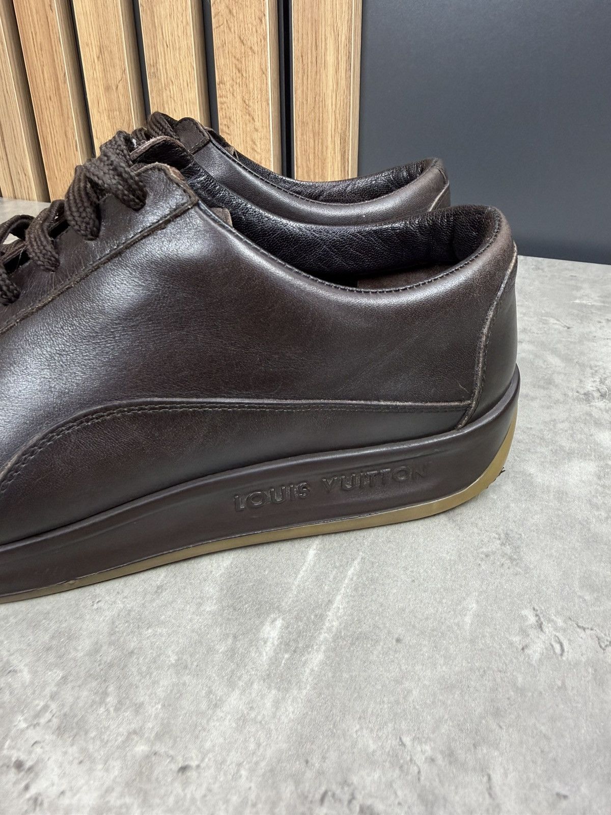 Louis Vuitton Louis Vuitton Brown Leather Low Top Sneakers Size US 7 / EU 40 - 2 Thumbnail