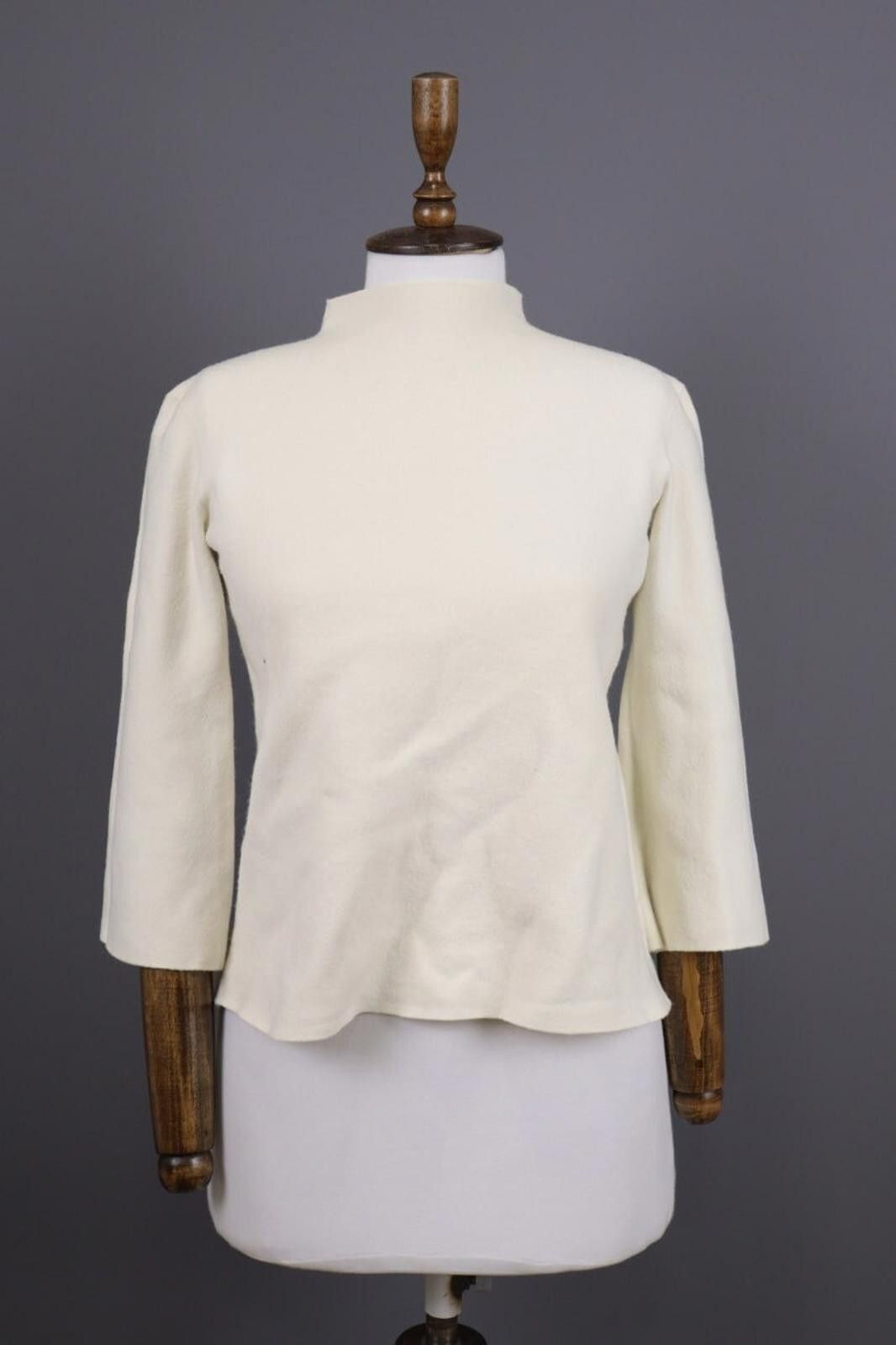 Designer Adam Lippes Beige High Neck Merino Knitted Sweater Size L Size L / US 10 / IT 46 - 1 Thumbnail