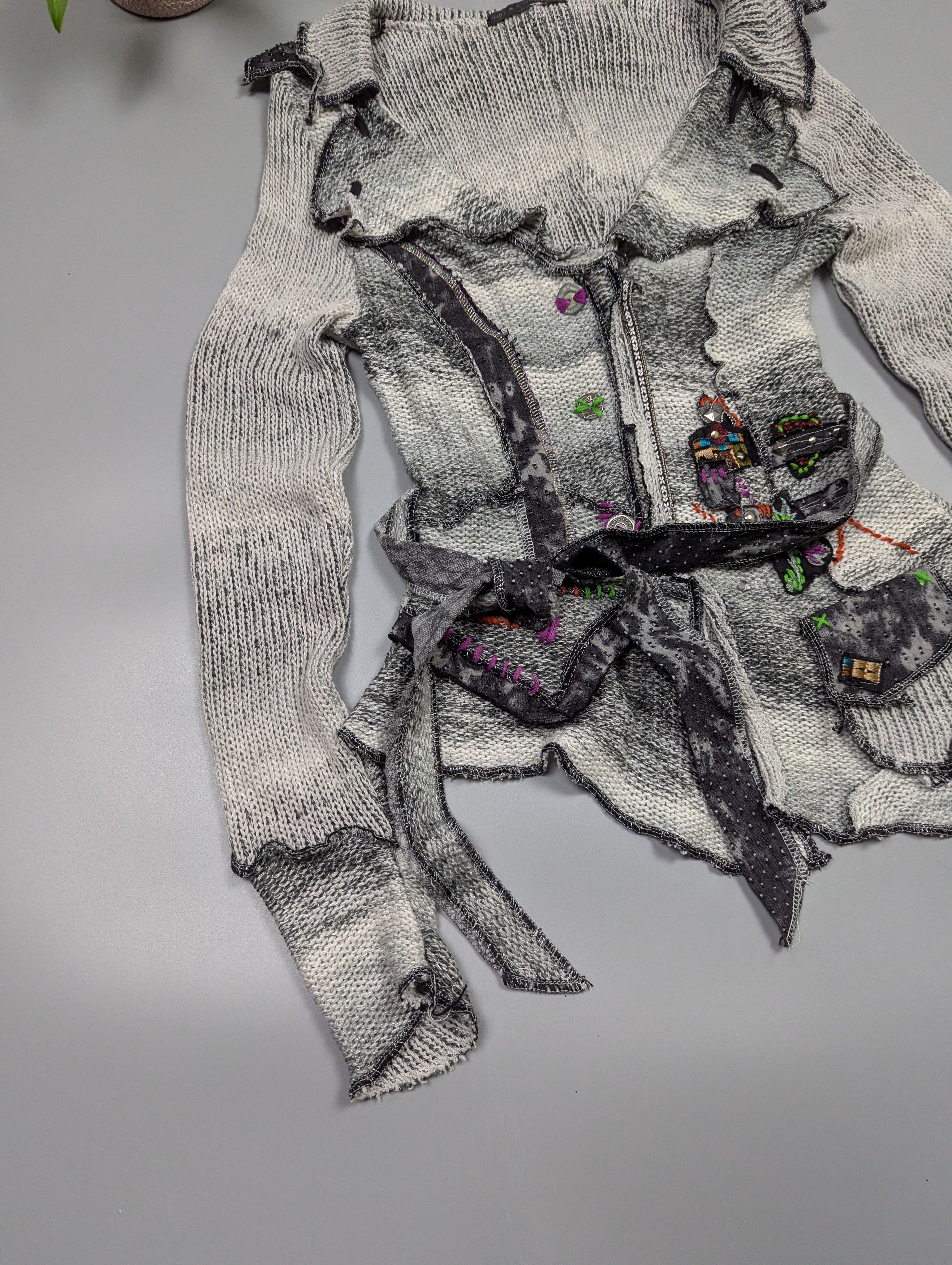 Japanese Brand Rare Julu Christine Deconstructed Knit Cardigan Patchwork Size M / US 6-8 / IT 42-44 - 5 Thumbnail