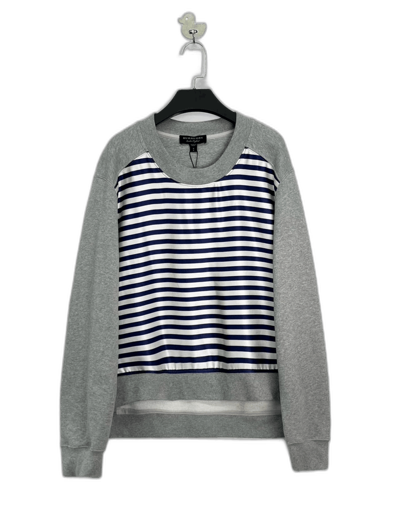 Burberry Gray Striped Embroidered Sweatshirt-yf
