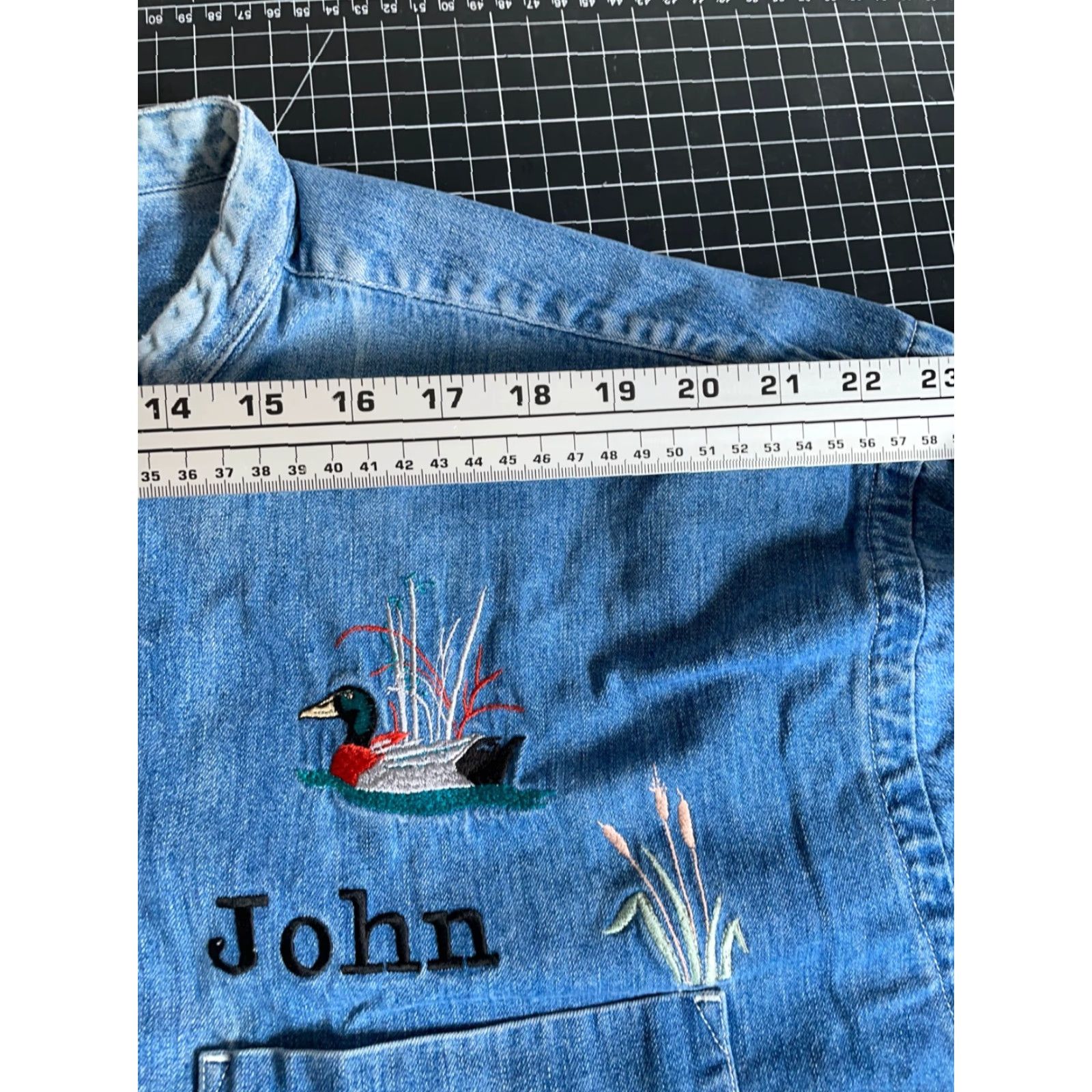 Eddie Bauer VINTAGE Eddie Bauer Denim Shirt Men's 2XL Blue Duck Embroidery Band Collar Y2K Nature Size US XXL / EU 58 / 5 - 7 Thumbnail