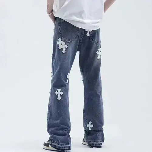 Japanese Brand × Jean High street hip hop cross patch bootcut jeans Size US 32 / EU 48 - 2 Thumbnail