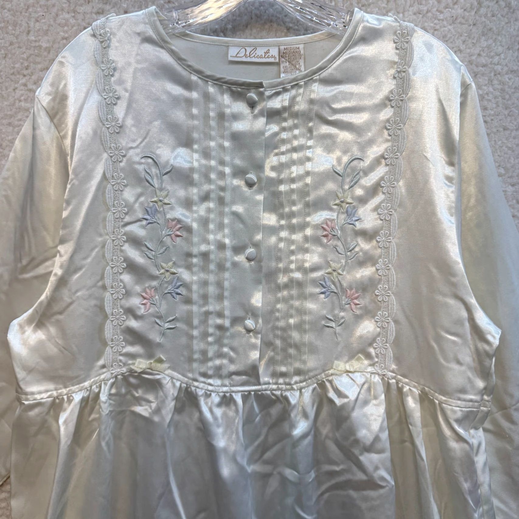 Vintage VINTAGE 90s Nightgown Sleep Dress Satin Ivory Cottagecore Delicates M Womens Size M / US 6-8 / IT 42-44 - 3 Thumbnail