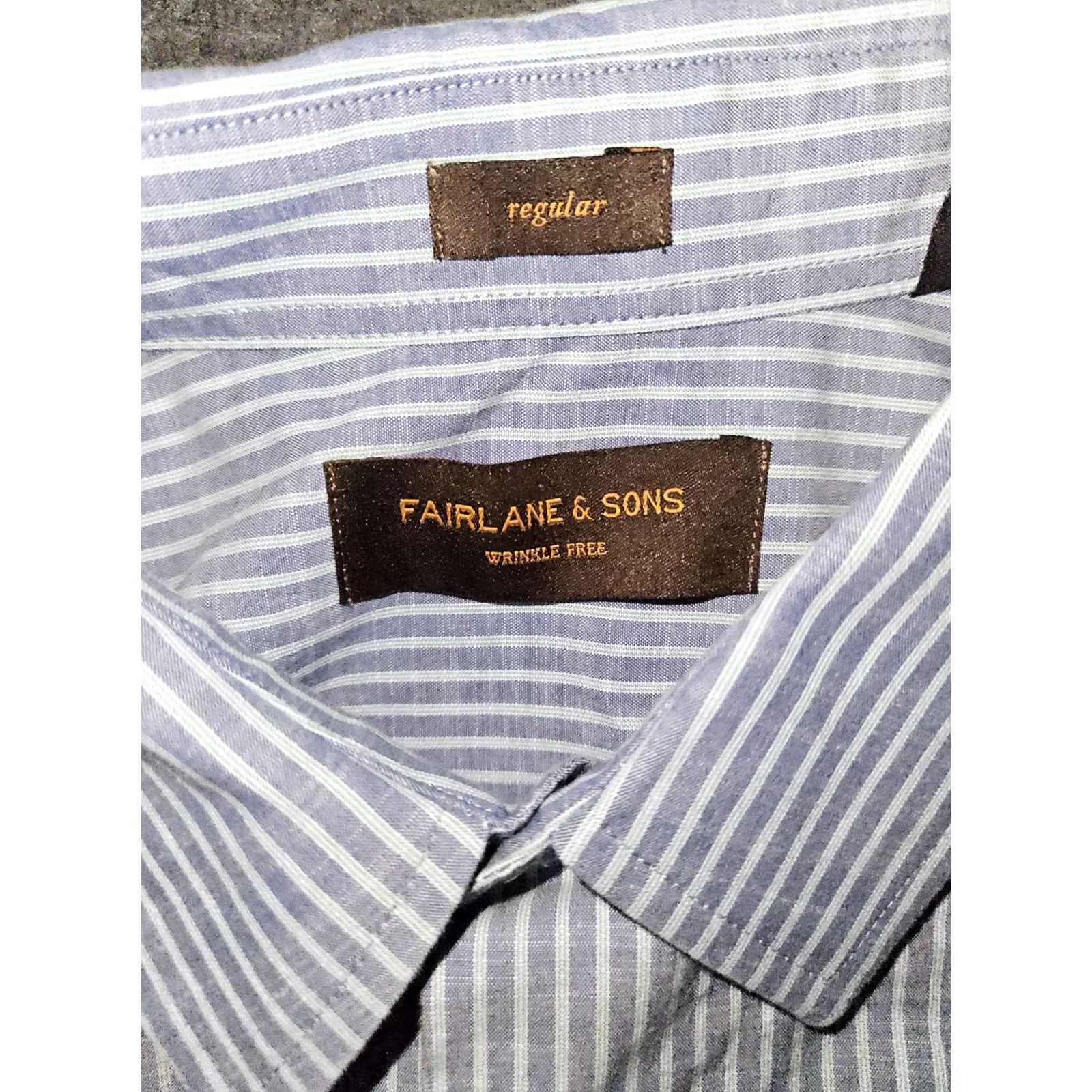 Vintage Fairlane & Sons Button-Up Shirt Men XLT Blue Striped Long Sleeve Casual Workwear Regular Big & Tall Size US XL / EU 56 / 4 - 2 Thumbnail