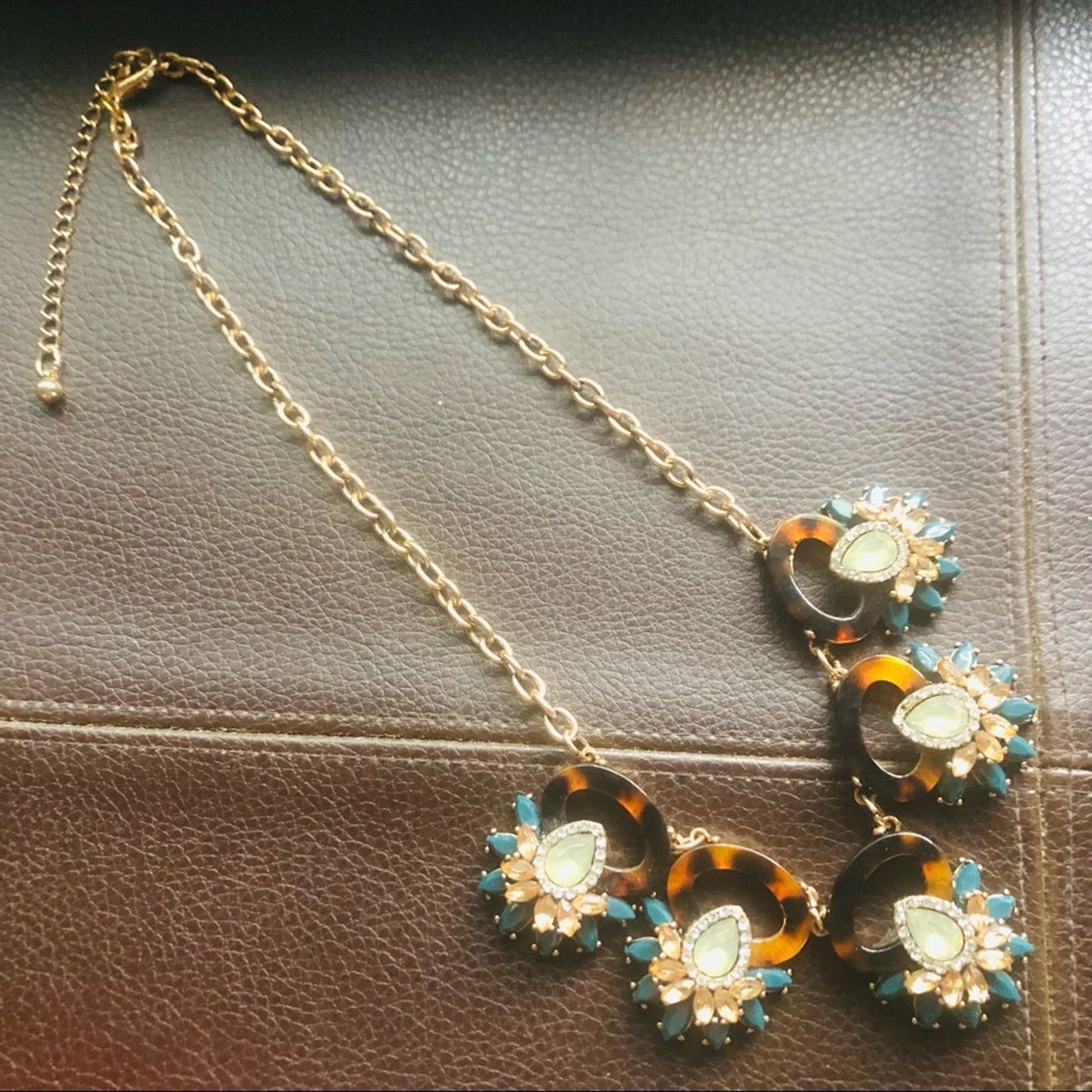 Jewelry Elegant multi tone glass stone animal print gem necklace Size ONE SIZE - 6 Thumbnail