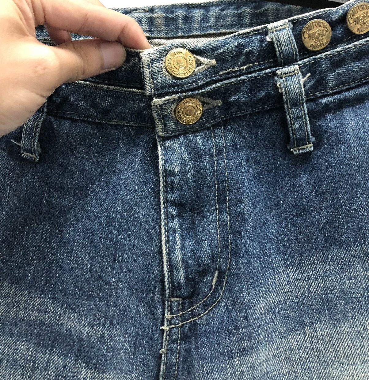 PPFM PPFM Indigo Washed Jeans with Leather Accents – Size M Size US 33 - 16 Thumbnail