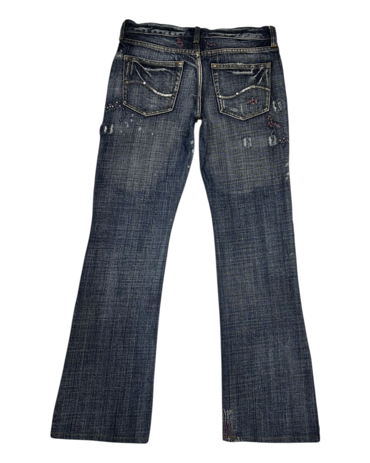 Army Of Me × If Six Was Nine × Japanese Brand Flare Jeans Bootcut Coat Of Arms Distressed Jeans Size 29" - 8 Thumbnail