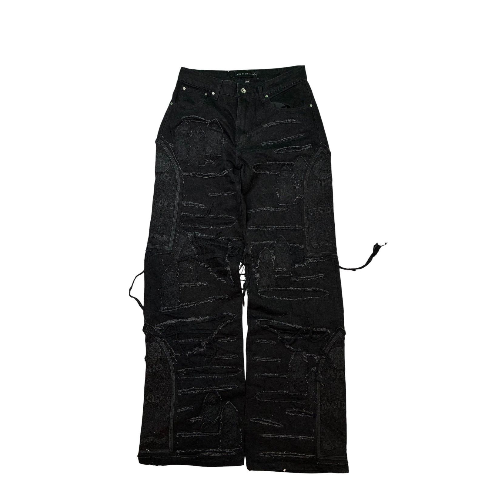 Who Decides War WDW Distressed Tonal Black Jeans Size US 30 / EU 46 - 1 Thumbnail