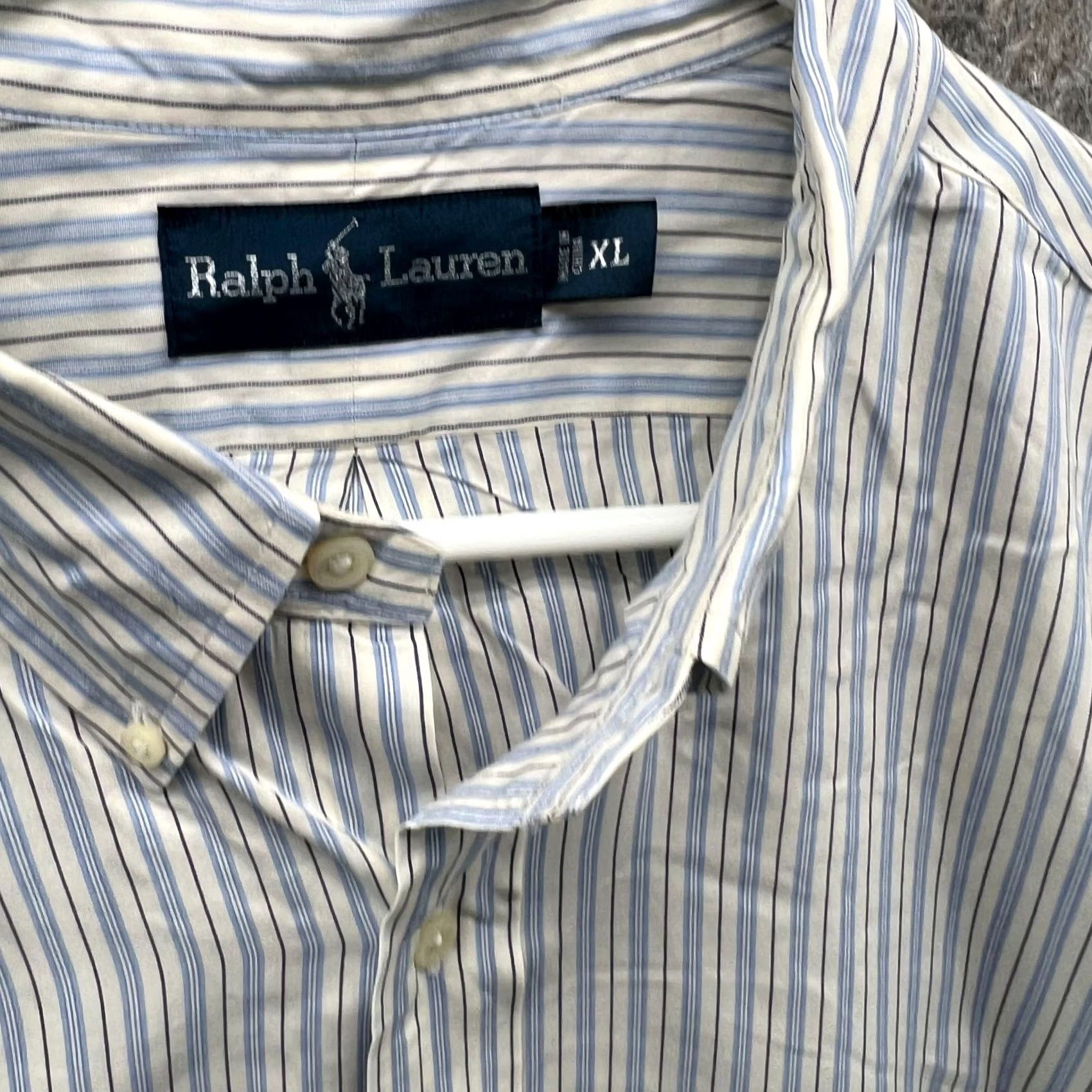Ralph Lauren VINTAGE Ralph Lauren Shirt Mens XL Blue White Striped Button Down Preppy Size US XL / EU 56 / 4 - 7 Thumbnail