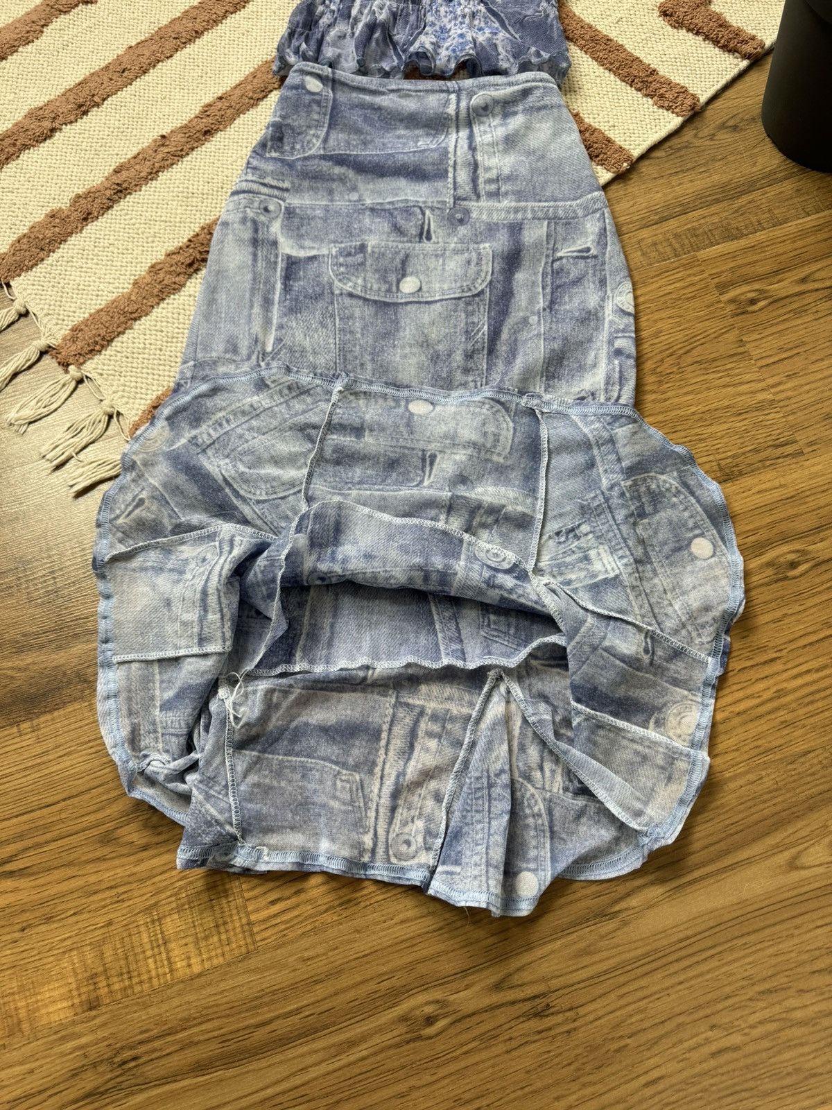 Vintage TRUE RELIGION STYLE PRINTED MESH SKIRT + TANK TOP SET Size S / US 4 / IT 40 - 6 Thumbnail