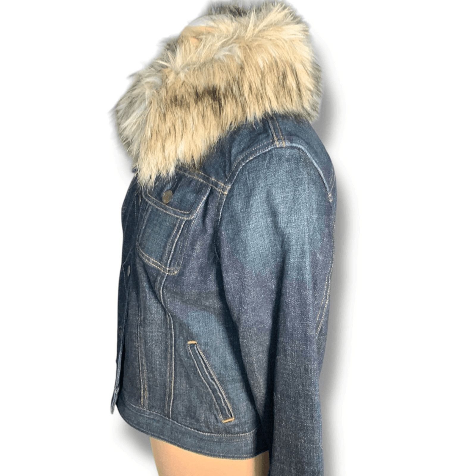 Vintage Vintage Ralph Lauren Denim Jacket Faux Fur Collar Western Size M / US 6-8 / IT 42-44 - 2 Thumbnail