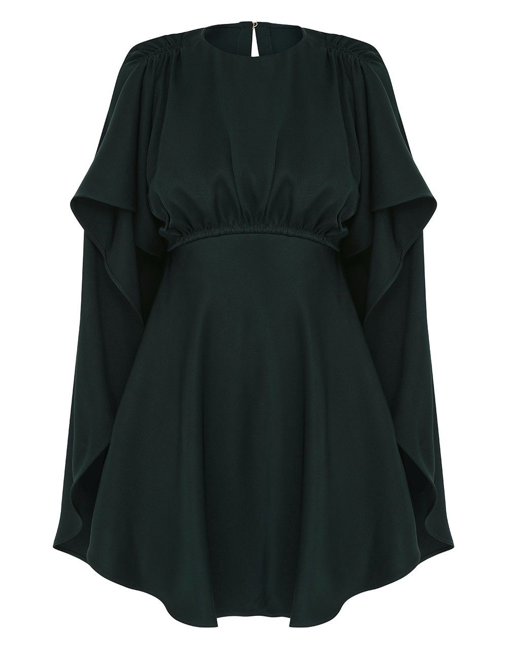 oc11z0925 Eden Cascading Mini Dress in Bottle Green