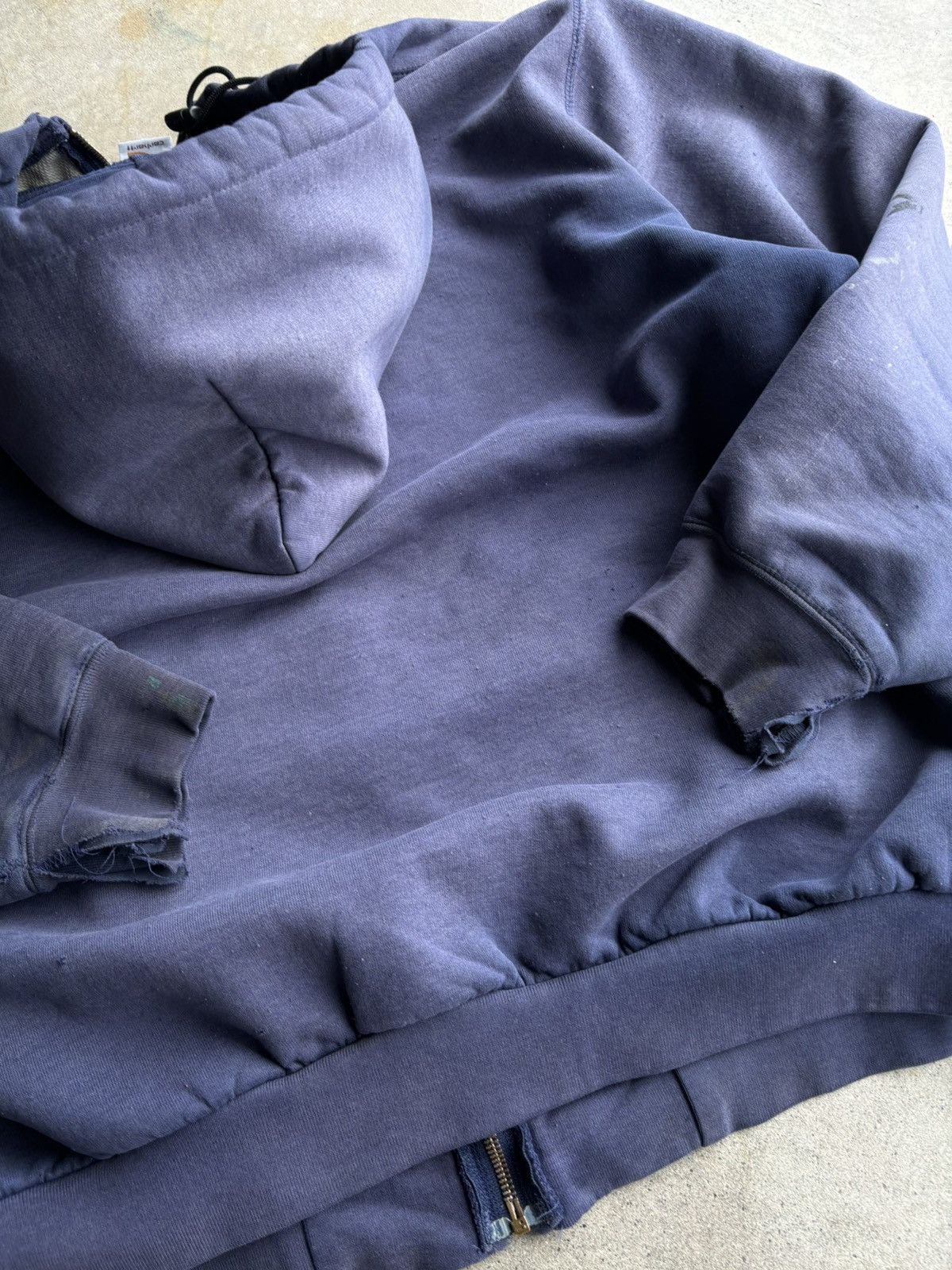 Carhartt Crazy Carhartt Vintage Thermal Navy Distressed 90s ZipHoodie Size US XL / EU 56 / 4 - 7 Thumbnail