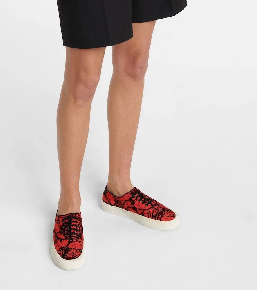 Saint Laurent Paris o1bcso1str1124 Venice Lace Up Sneakers in Red/Black Size US 5 / IT 35 - 6 Thumbnail