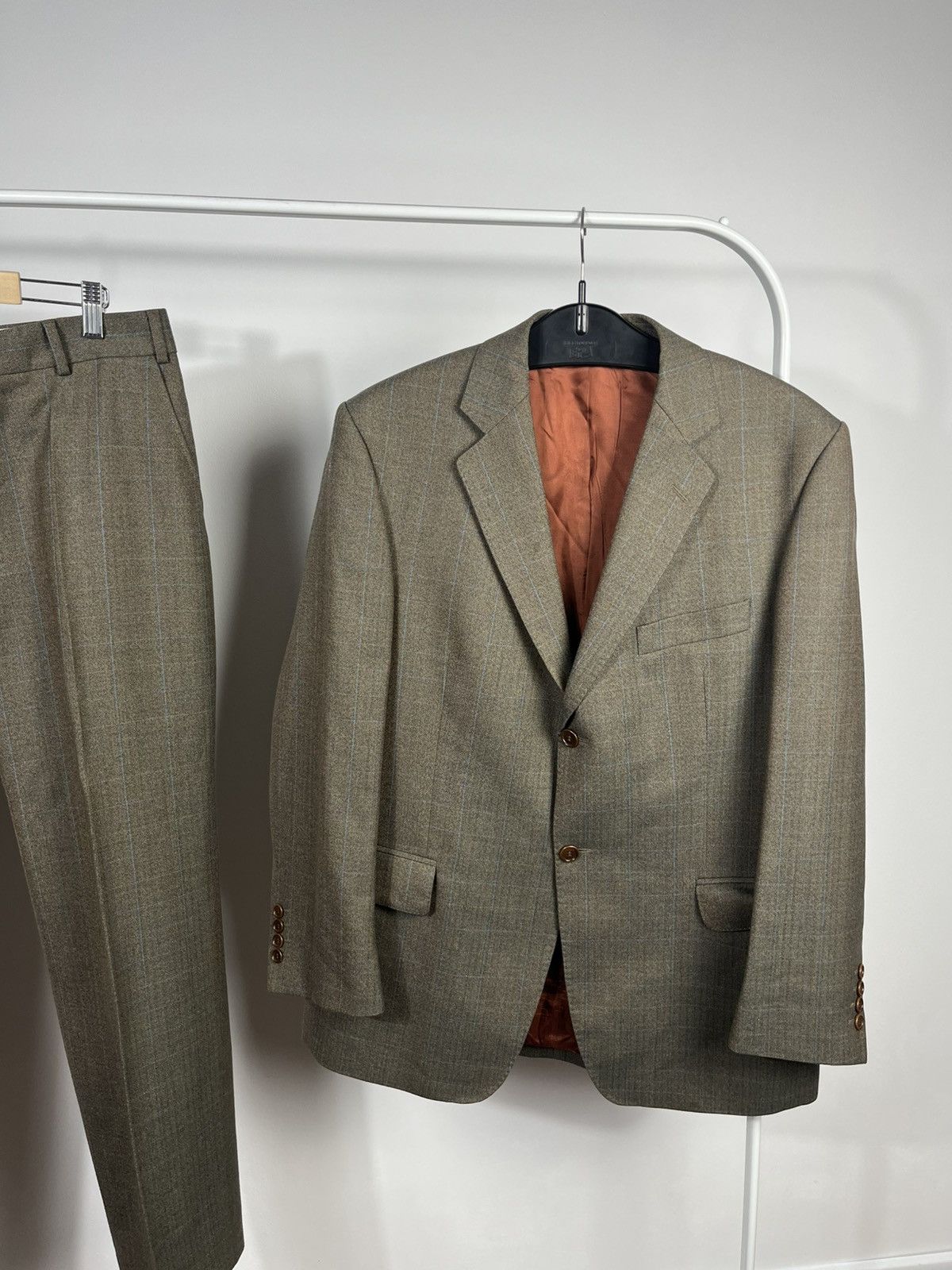 Magee Magee Wool Suit Green Check Blazer Pants Tailored Set Size 42R - 2 Thumbnail