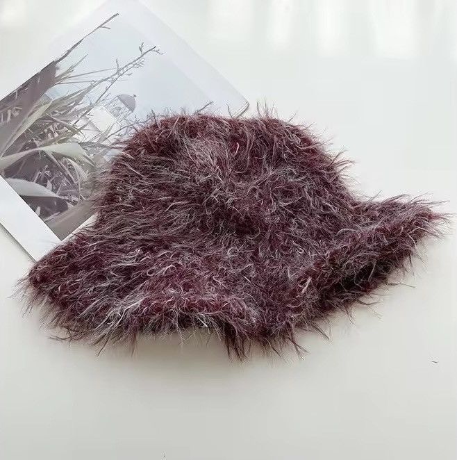Japanese Brand Retro Plush Knitted Thread Bucket Hat Size ONE SIZE - 2 Thumbnail