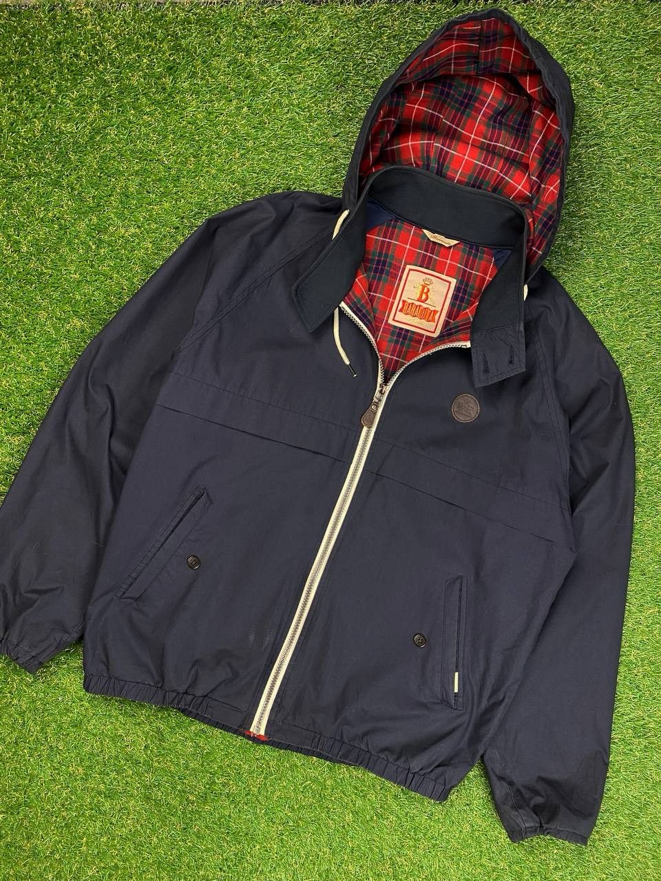 image of Baracuta G9 Classic Hooded Jacket in Navy Blue, Men's (Size Large)