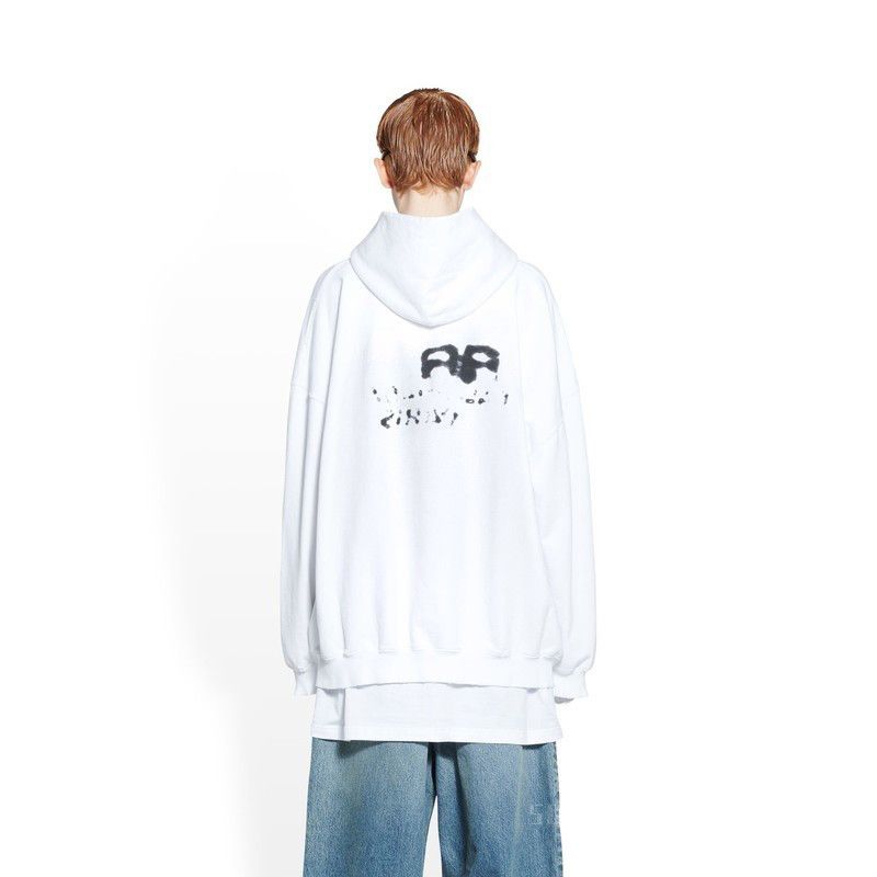 Balenciaga o1tr1nto1125 Hand-Drawn BB Icon Hoodie Large Fit in White Size S / US 4 / IT 40 - 3 Thumbnail