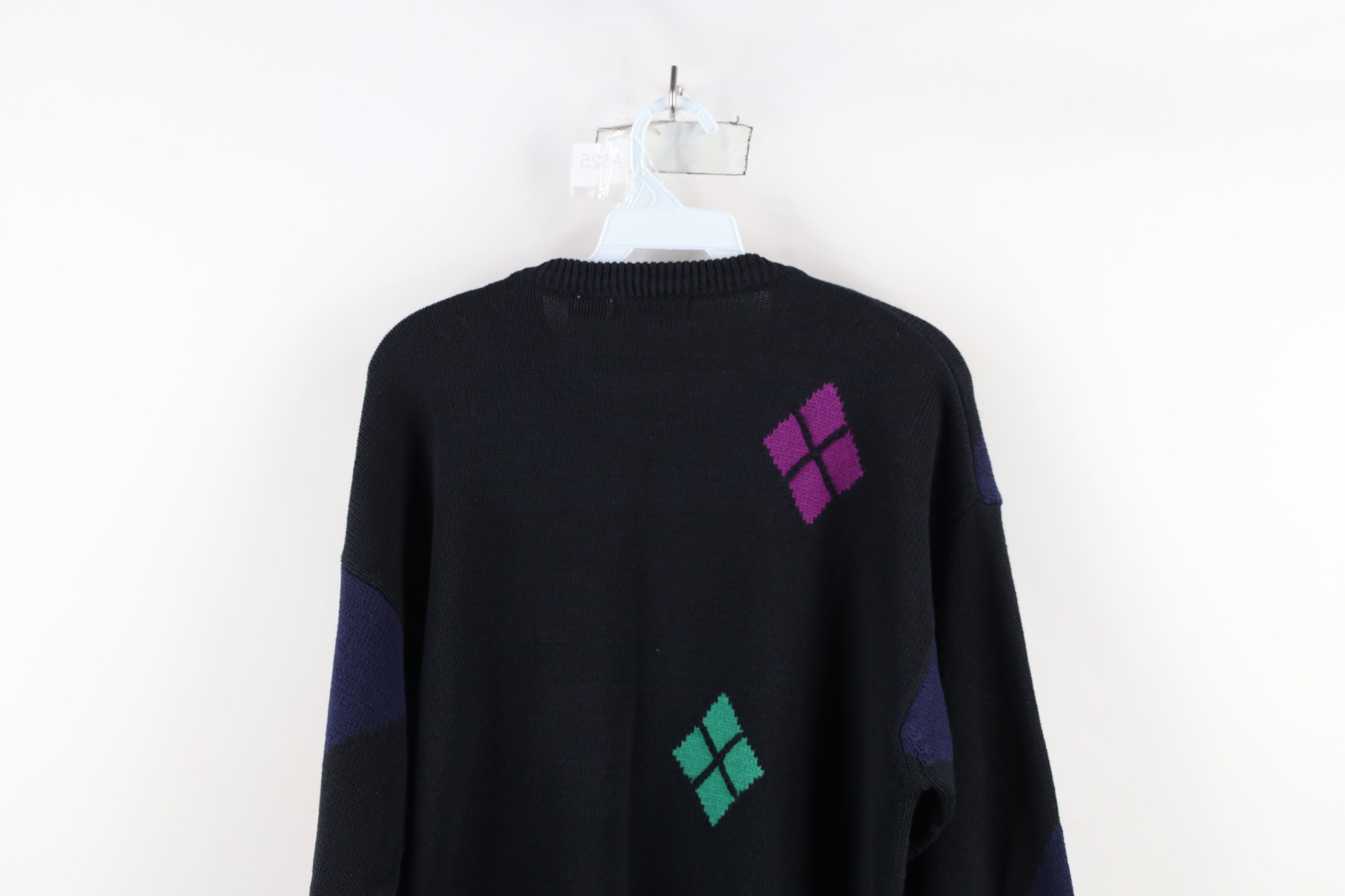 Vintage Vintage 90s Streetwear Argyle Diamond Knit Crewneck Sweater Size US L / EU 52-54 / 3 - 12 Thumbnail
