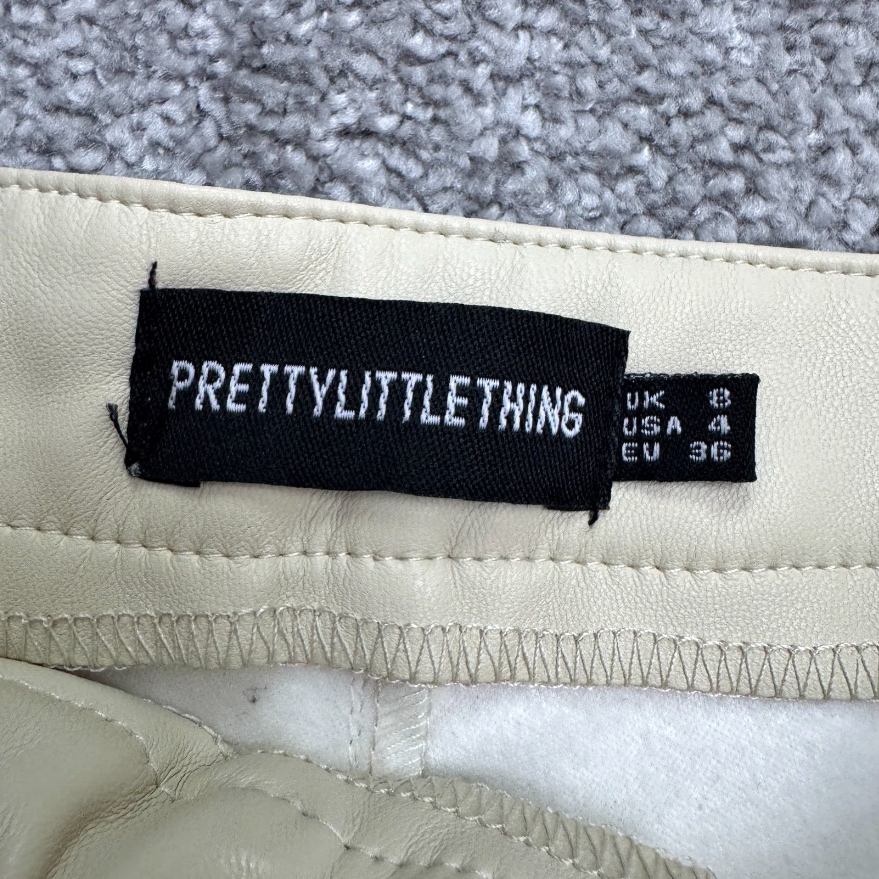 PrettyLittleThing PRETTYLITTLETHING Faux Leather Cut Out Straight Leg Trouser Pants Women 4 Beige Size 27" / US 4 / IT 40 - 6 Thumbnail