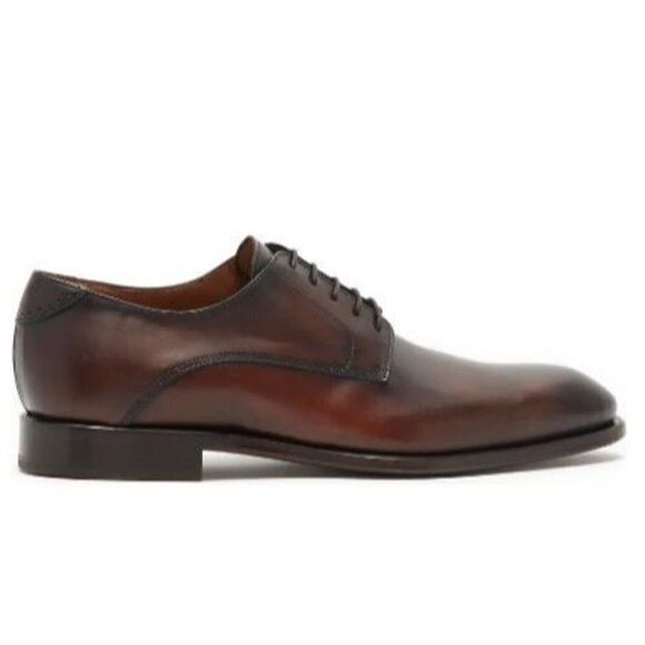 Antonio Maurizi Antonio Maurizi Mens Cognac Leather Round Toe Lace Up Derby Size US 10 / EU 43 - 3 Thumbnail