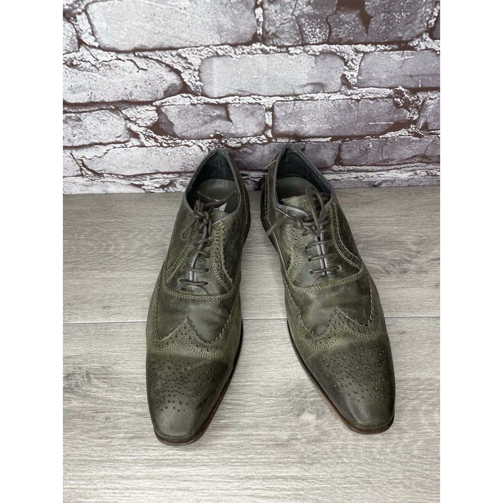 Steve Madden Steve Madden Iggy Green Leather Handcrafted Wingtip Oxfords Size US 10 / EU 43 - 1 Thumbnail