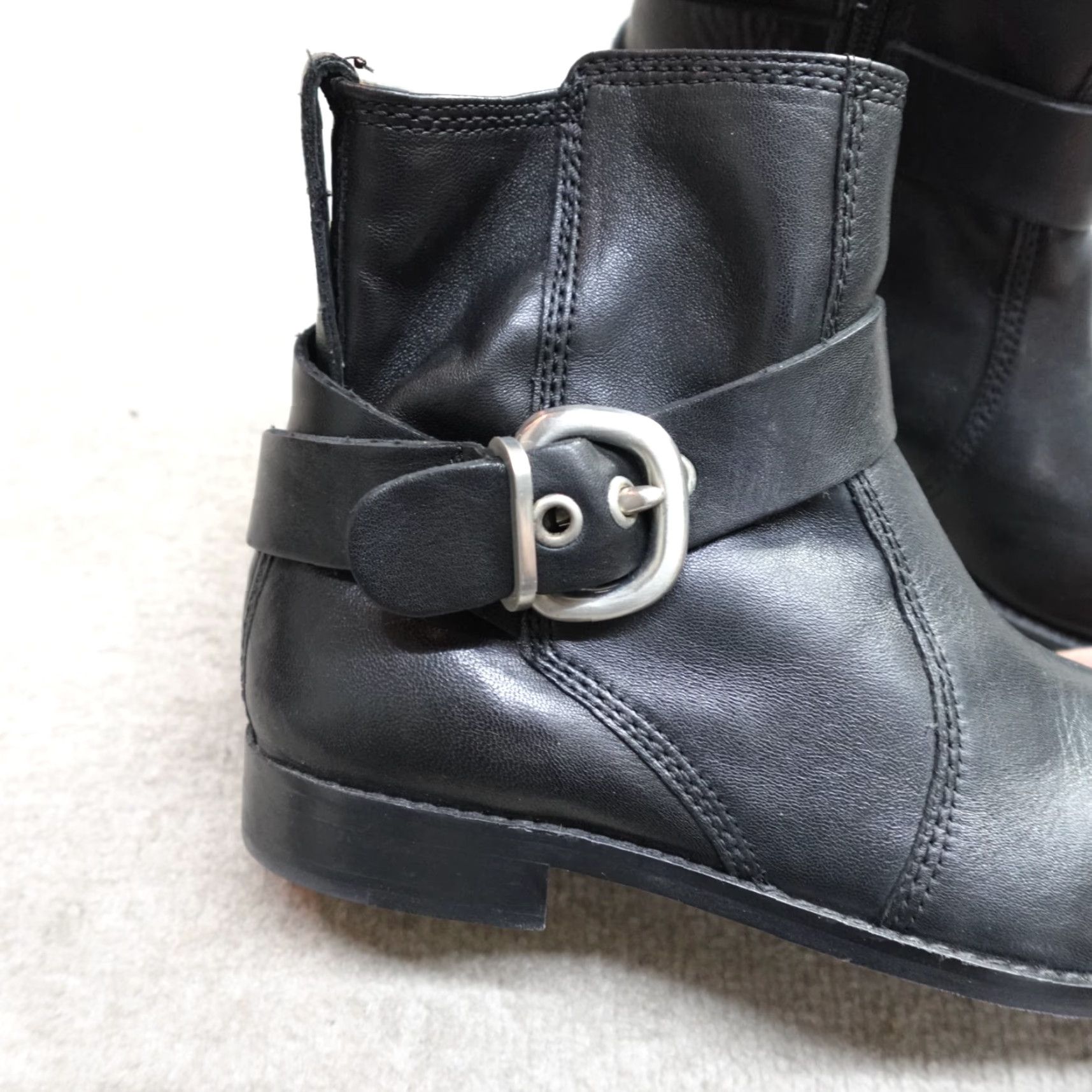 Vintage Robert Zur Women's Boots 7.5 Black Ankle Jodhpur Leather Full Zip 1.5" Heel Block Bootie Size US 8 / IT 38 - 4 Thumbnail