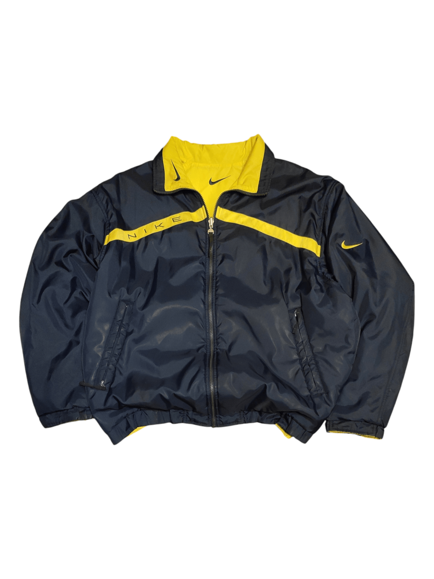 Nike × Vintage Nike reversible navy yellow jacket M swoosh bomber Size US M / EU 48-50 / 2 - 1 Thumbnail