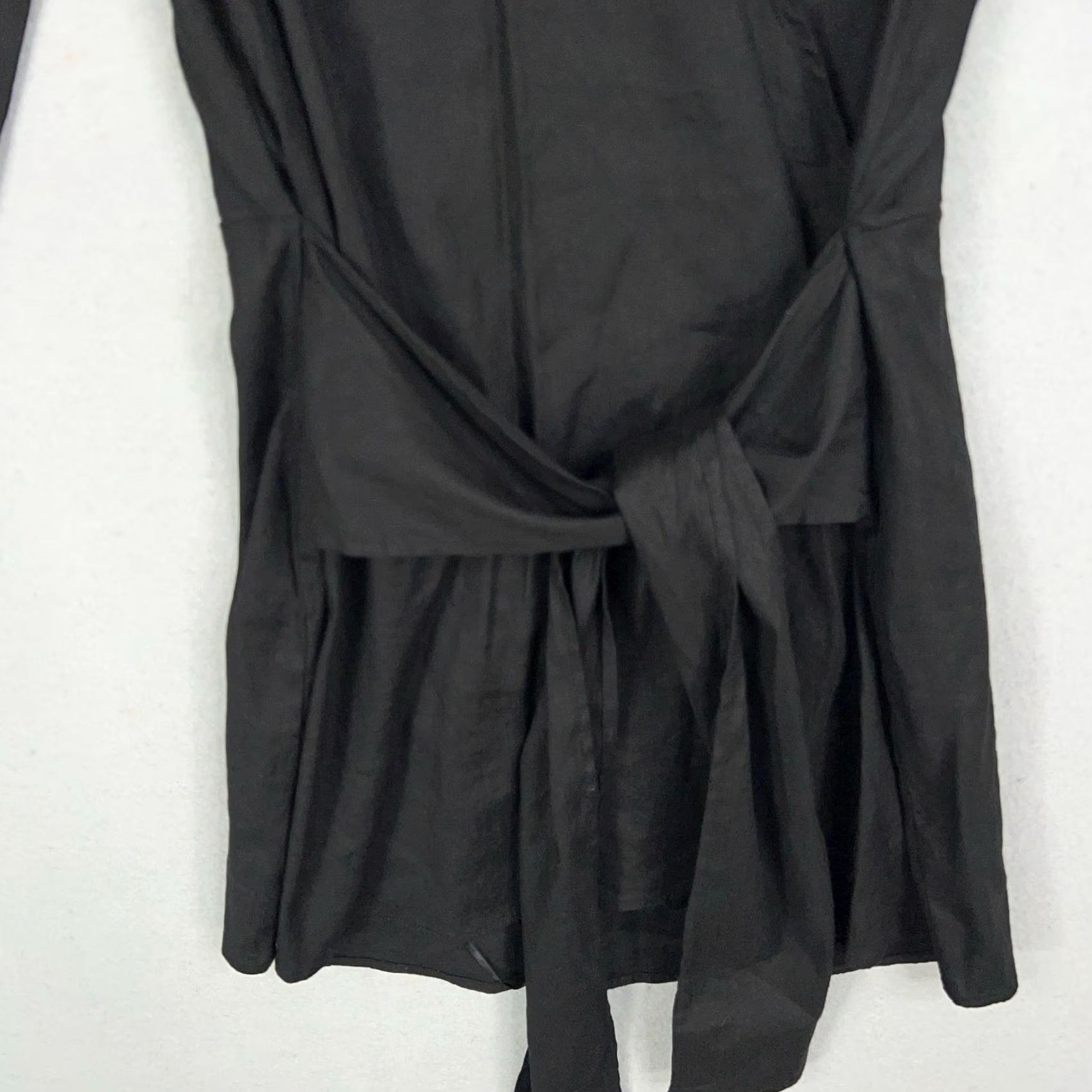 MONROW Monrow Dress Womens Large Black Linen Wrap Shirt Dress Minimalist Resort Capsule Size L / US 10 / IT 46 - 3 Thumbnail