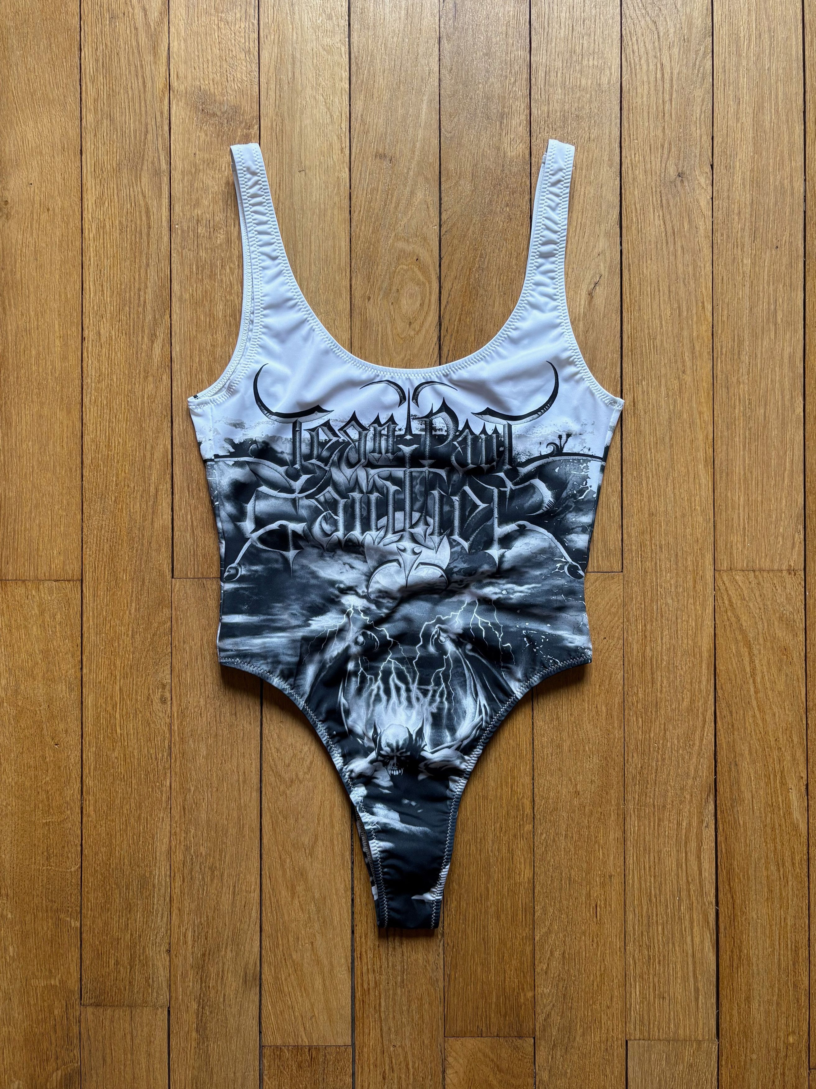 Jean Paul Gaultier black diablo one piece swimsuit