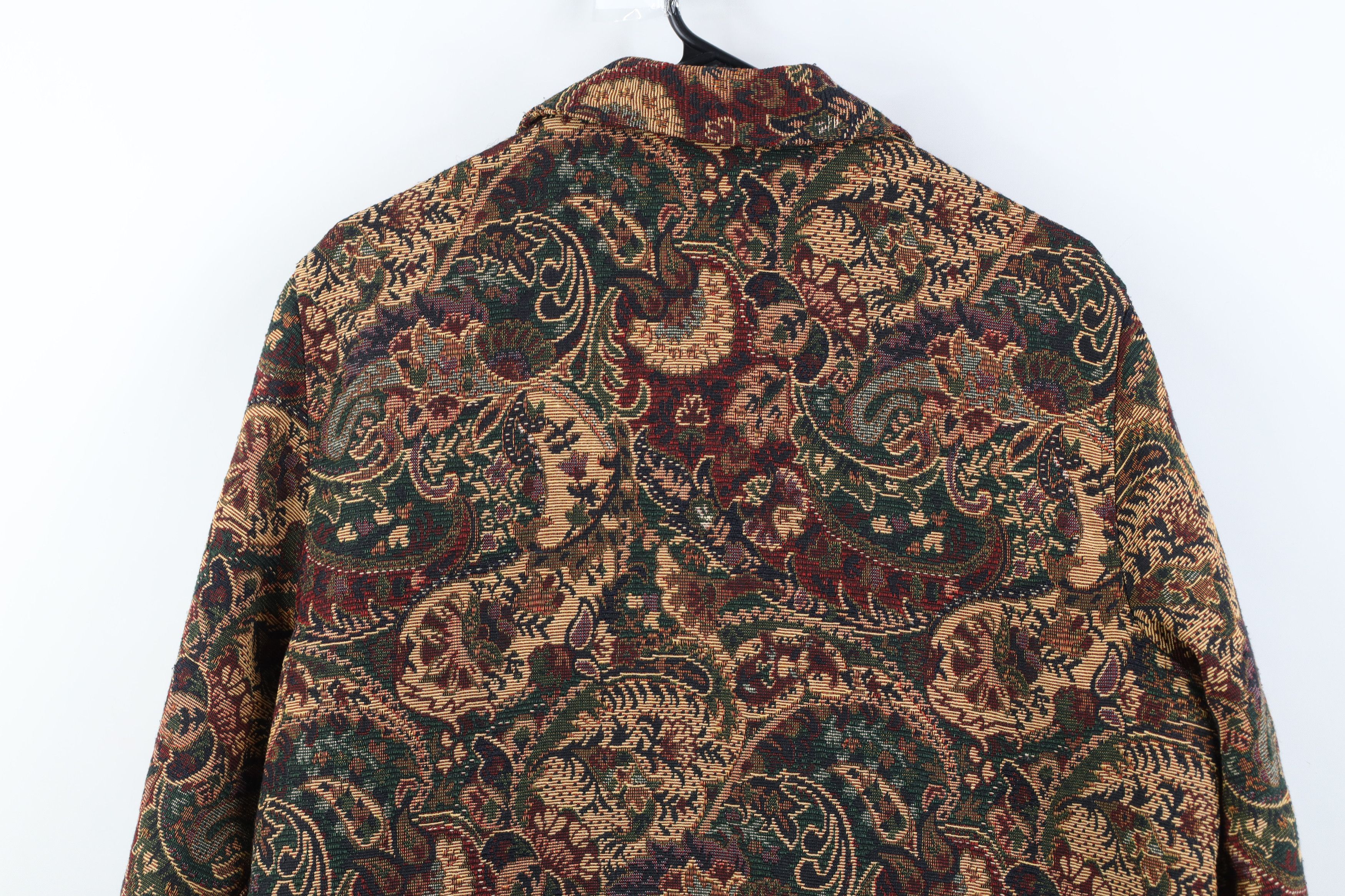 Vintage Vintage 90s Streetwear Tapestry Flower Paisley Jacket Size L / US 10 / IT 46 - 11 Thumbnail
