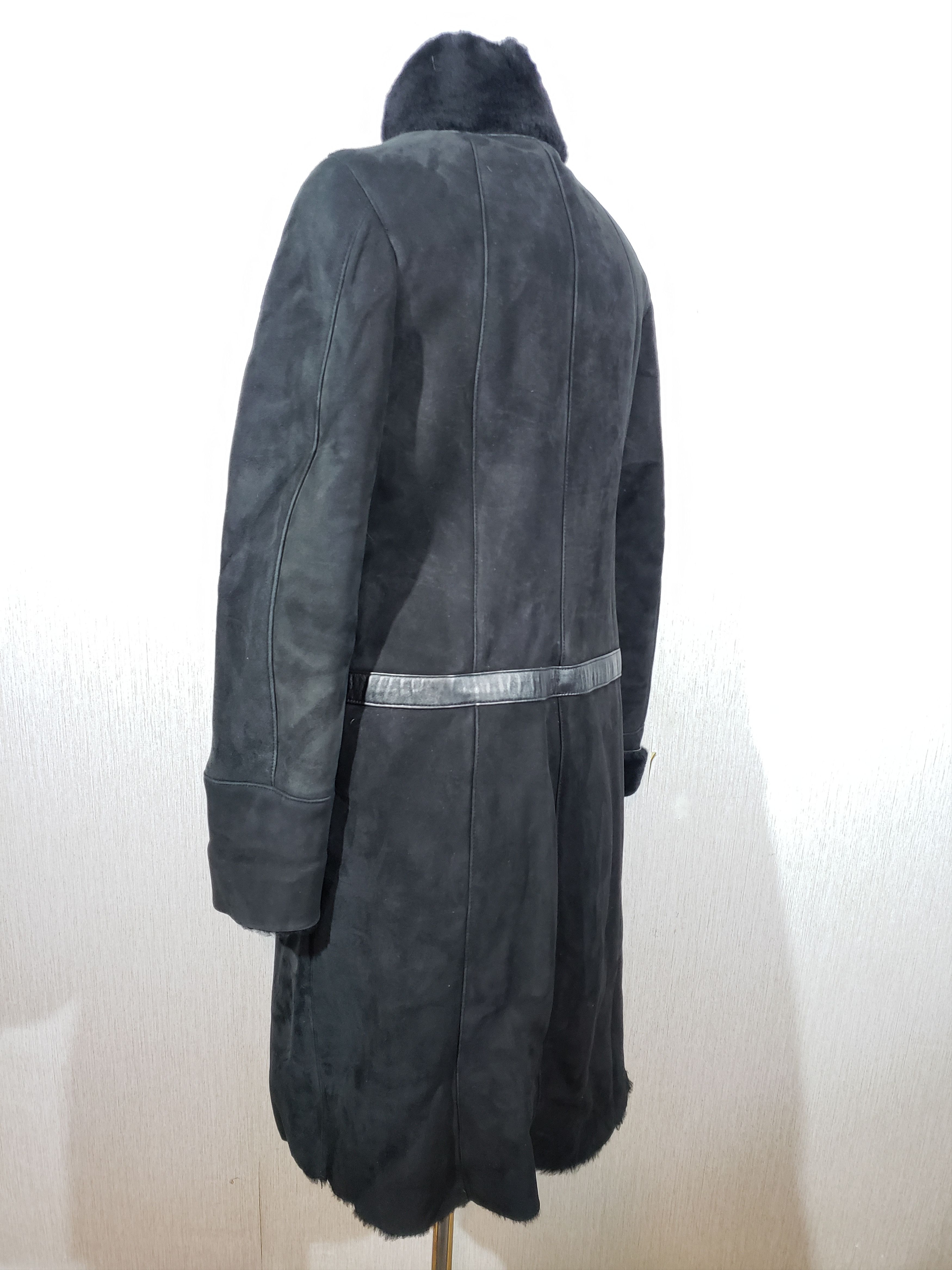 Genuine Leather Stylish black sheepskin coat with metal zipper. Size XL / US 12-14 / IT 48-50 - 5 Thumbnail