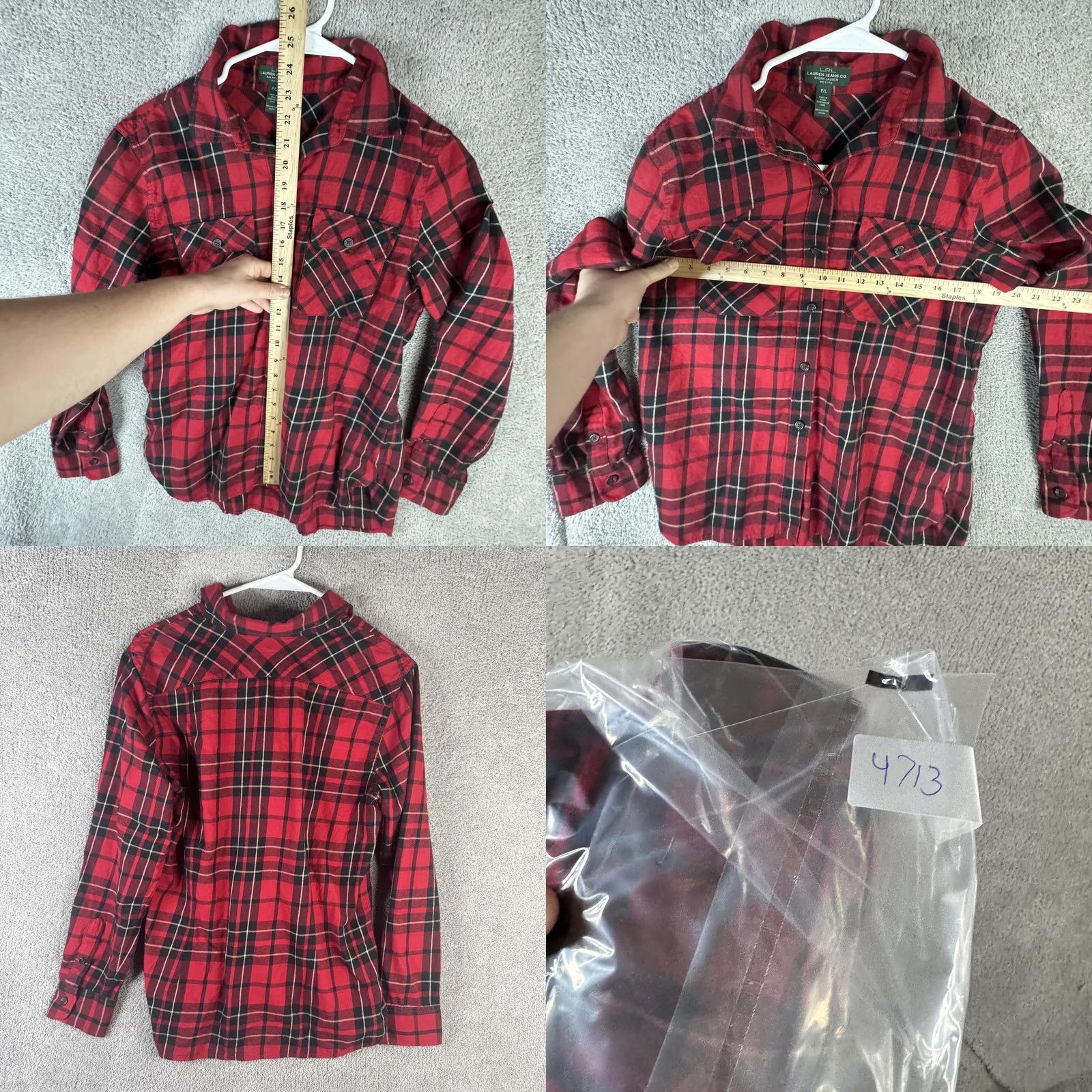 Ralph Lauren Lauren Ralph Lauren Shirt Womens Petite Large Red Plaid Flannel Button Front Tailored Collar Sleeves Long Casual Mens Womens No Size S / US 4 / IT 40 - 8 Thumbnail