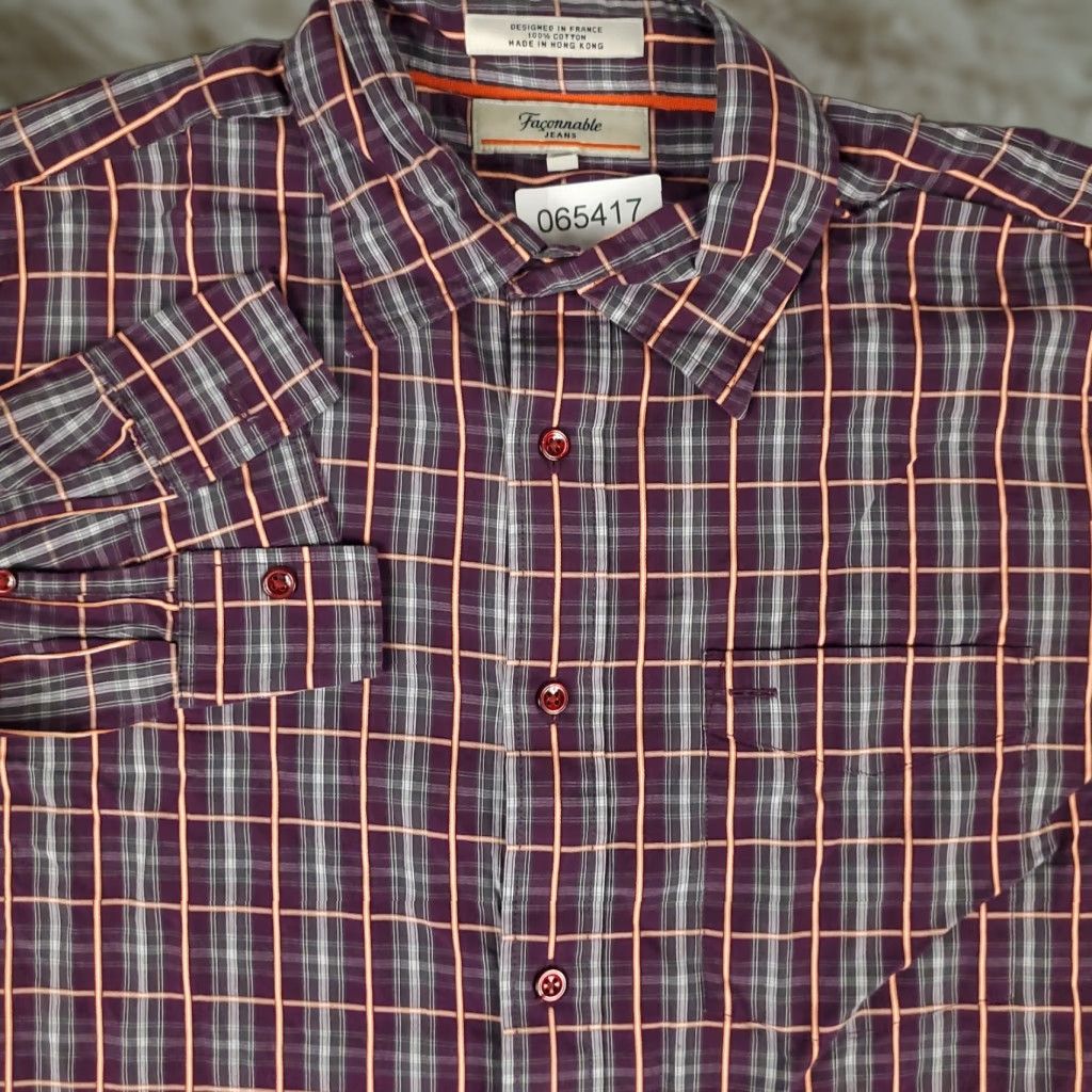 Faconnable VINTAGE Faconnable Shirt Mens Size M Purple Plaid Button-Up Long Sleeve/Casual/Business/Workwear Mens Shirt Size US M / EU 48-50 / 2 - 1 Thumbnail