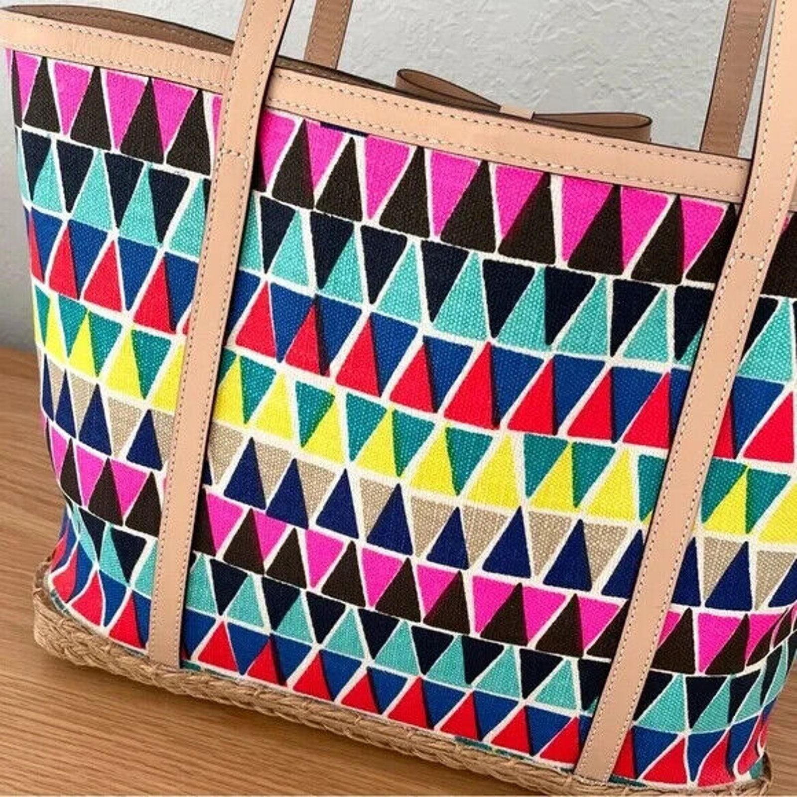 Kate Spade KATE SPADE NEW FRANCIS CAPRI CANVAS TOTE BEACH BAG GEORGEO Size ONE SIZE - 4 Thumbnail