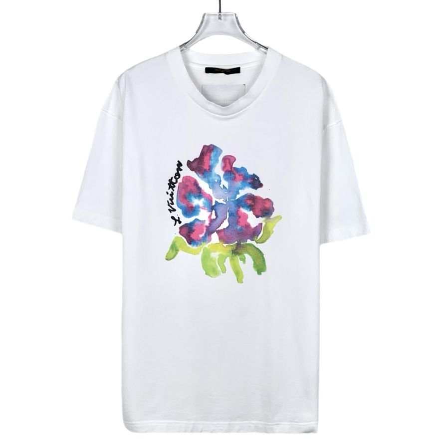 Louis Vuitton Louis Vuitton 2022 White Cotton Floral Logo T-Shirt (Size L) Size US L / EU 52-54 / 3 - 1 Thumbnail