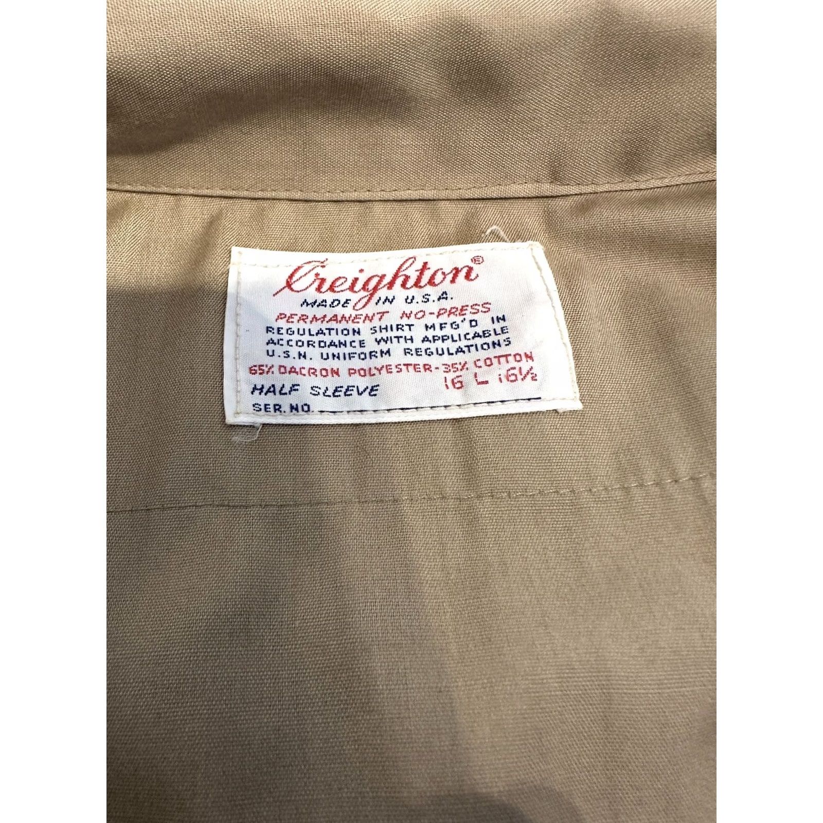 Vintage VINTAGE Creighton Permanent No Press Button Up Shirt Large 70s Shirt, Beige, 60s 70s, Men, L Size US L / EU 52-54 / 3 - 3 Thumbnail