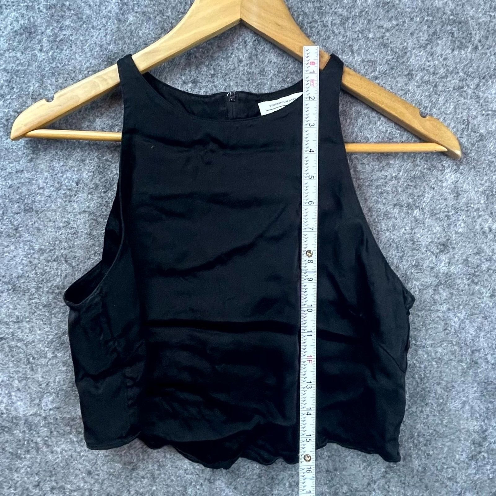 & Other Stories & Other Stories Crop Top Women 10 Black Satin Punk Goth Dark Size L / US 10 / IT 46 - 5 Thumbnail