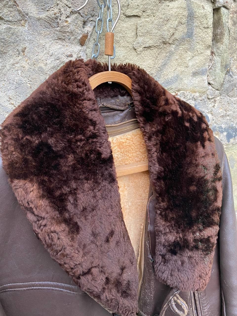 Vintage Retro 30s 40s Brown French BARNSTORMER Leather Coat Size US L / EU 52-54 / 3 - 7 Thumbnail